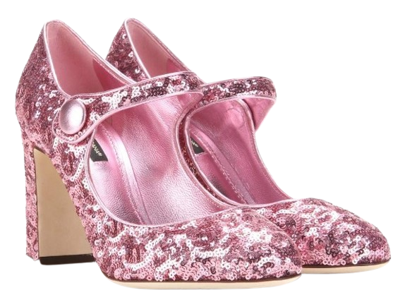 Dolce Pink Sequin Mary Janes Size 41