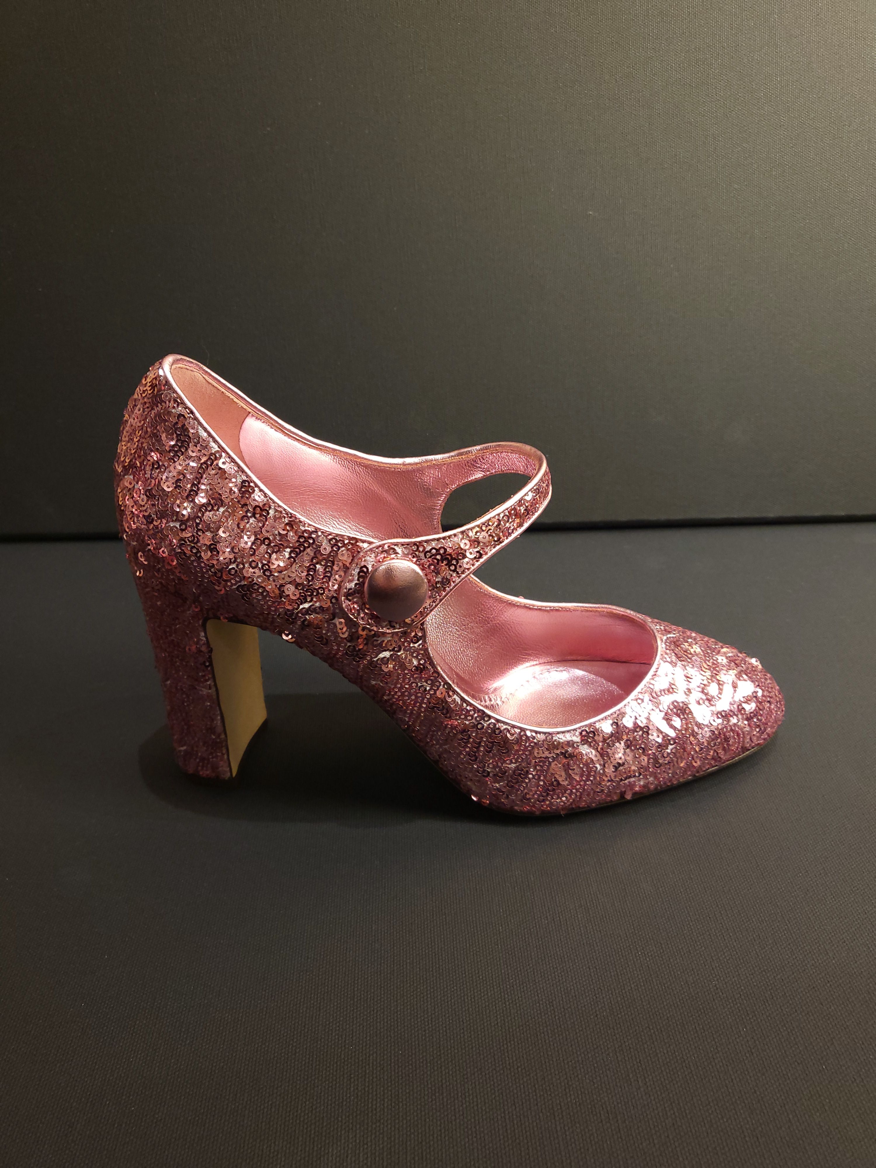 Dolce Pink Sequin Mary Janes Size 41