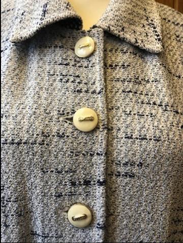 Preowned St John Tweed Wool Coat Size L Blue