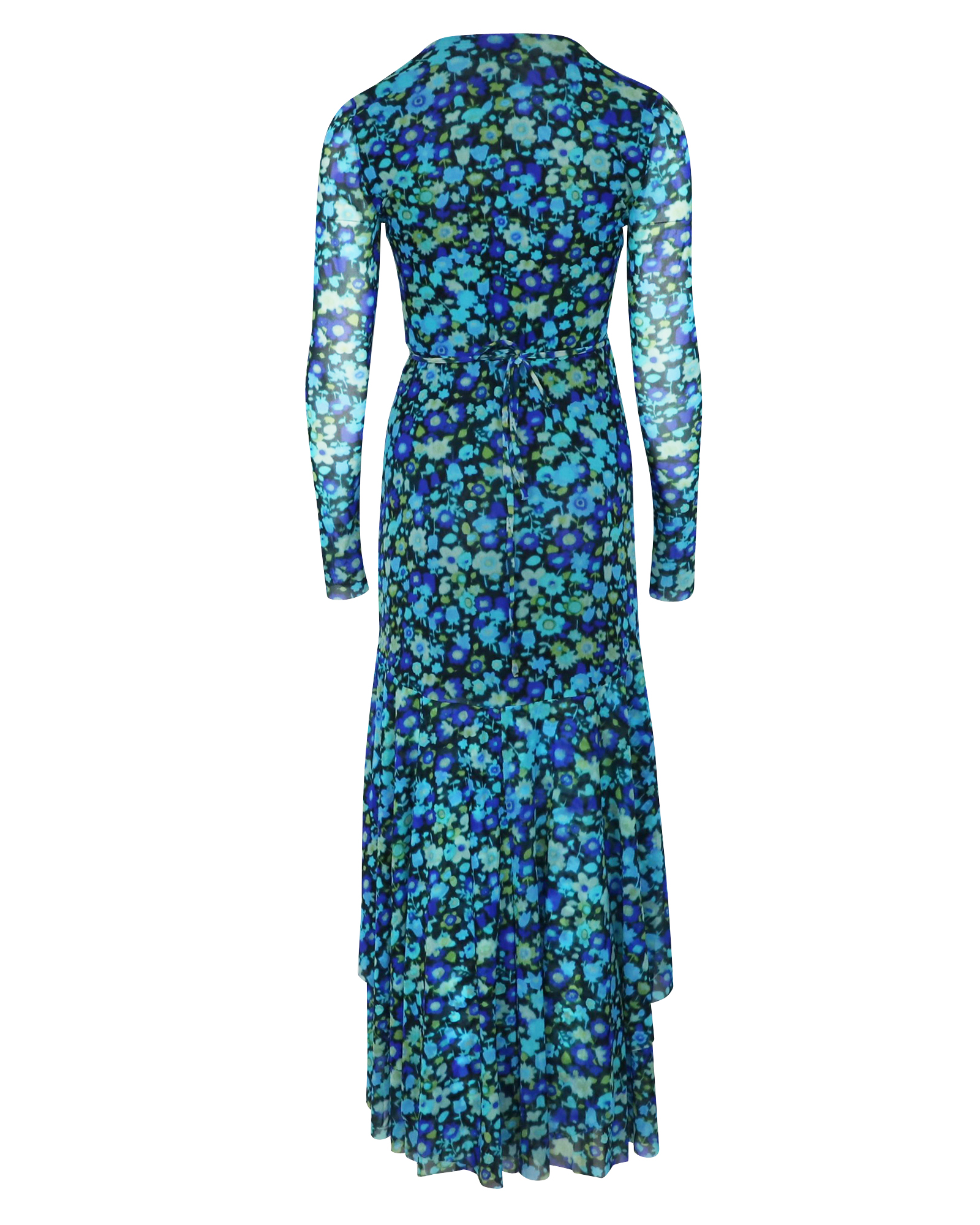 Ganni Blue floral print mesh wrap dress Size XS nylon/polyamide