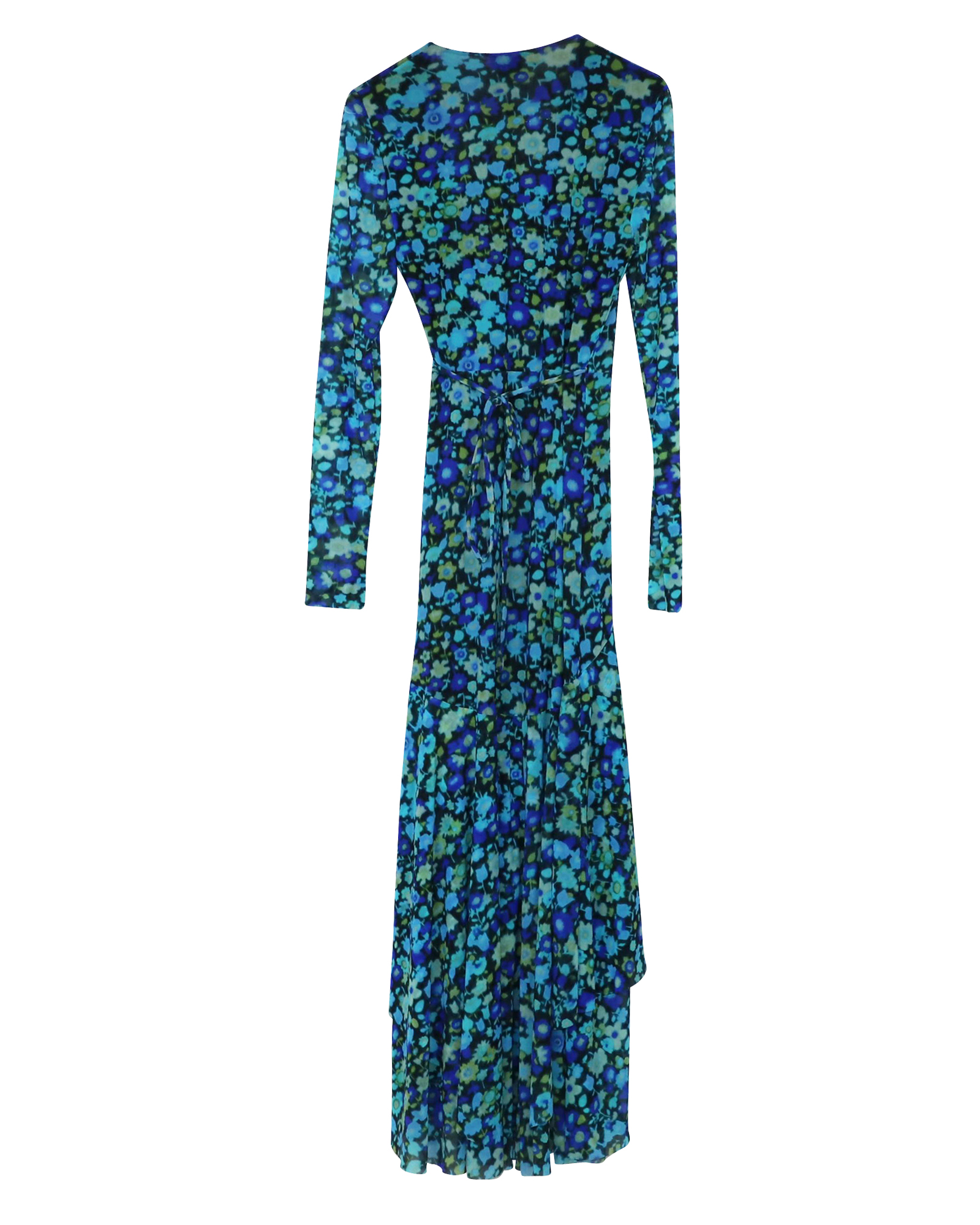 Ganni Blue floral print mesh wrap dress Size XS nylon/polyamide