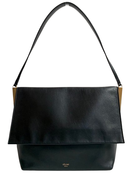 Preowned Celine Black Phoebe Philo Clasp Flap Bag leather