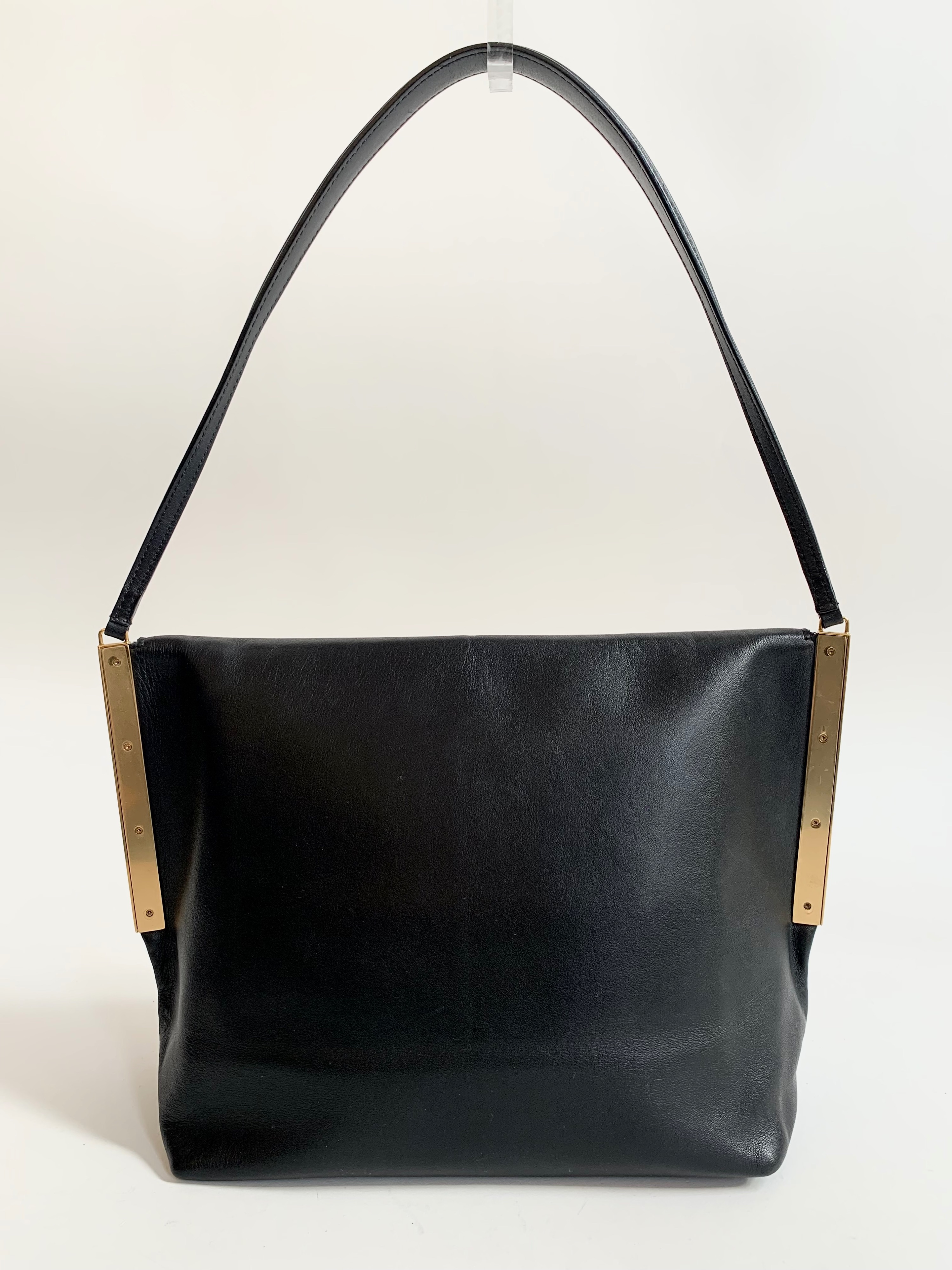 Preowned Celine Black Phoebe Philo Clasp Flap Bag leather