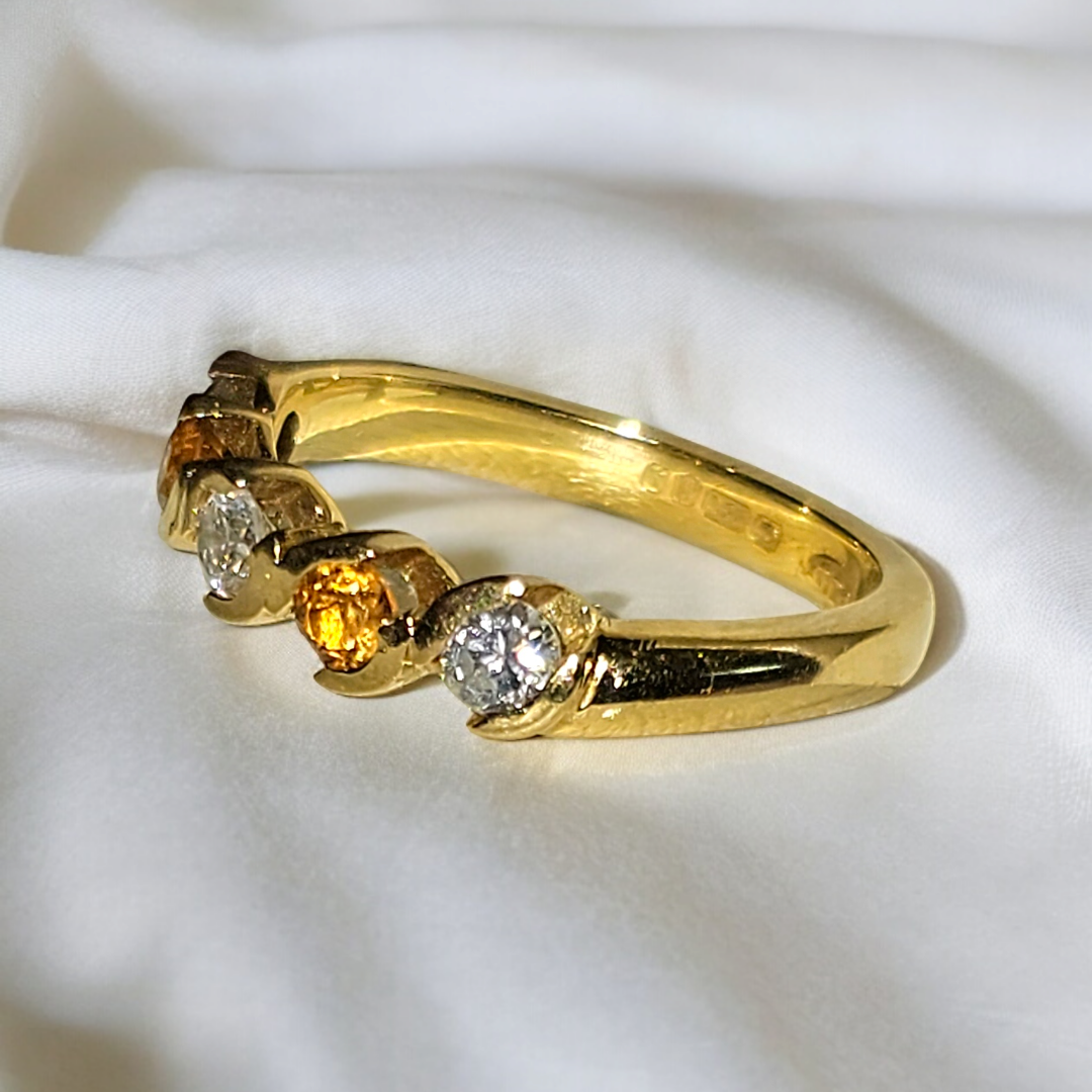 Bespoke 18ct Gold Diamond and Citrine Eternity Ring