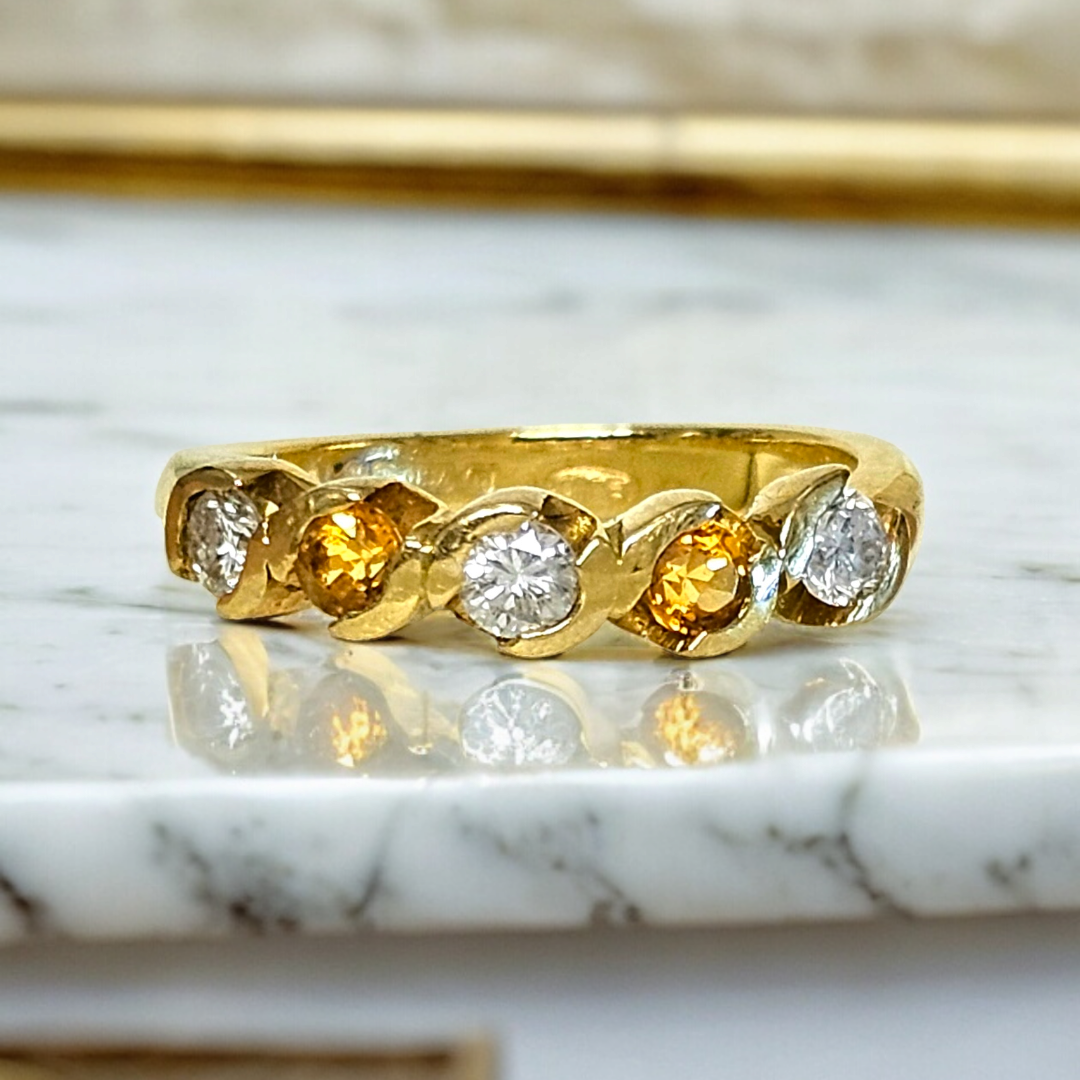 Bespoke 18ct Gold Diamond and Citrine Eternity Ring