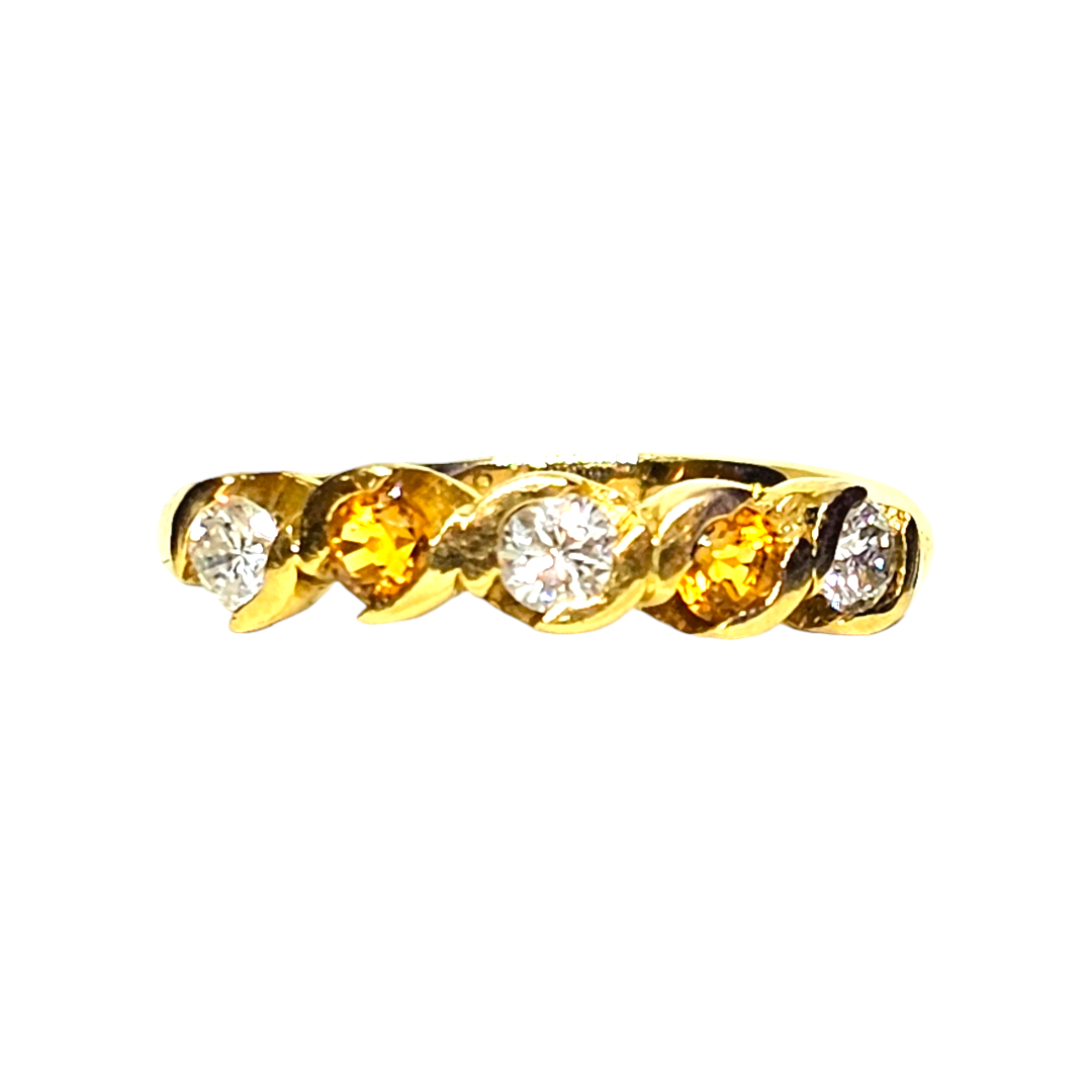 Bespoke 18ct Gold Diamond and Citrine Eternity Ring