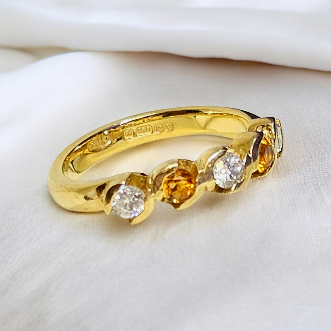 Bespoke 18ct Gold Diamond and Citrine Eternity Ring