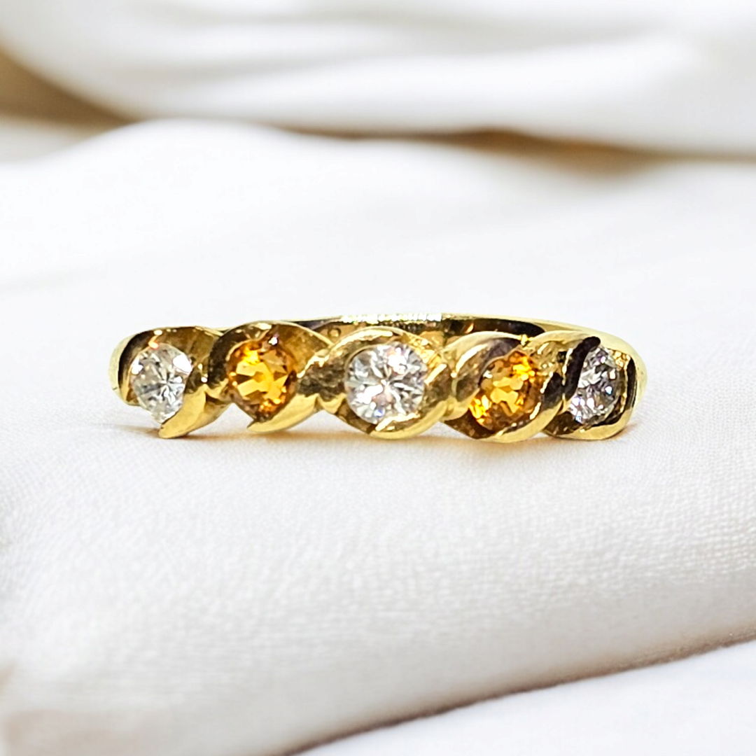 Bespoke 18ct Gold Diamond and Citrine Eternity Ring