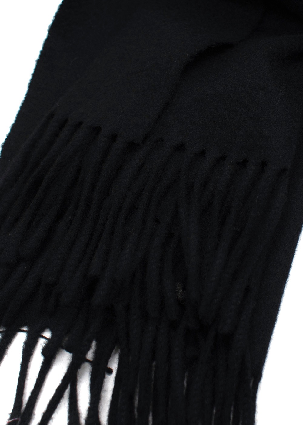 Preowned Hermes Black Cashmere Tassel Scarf