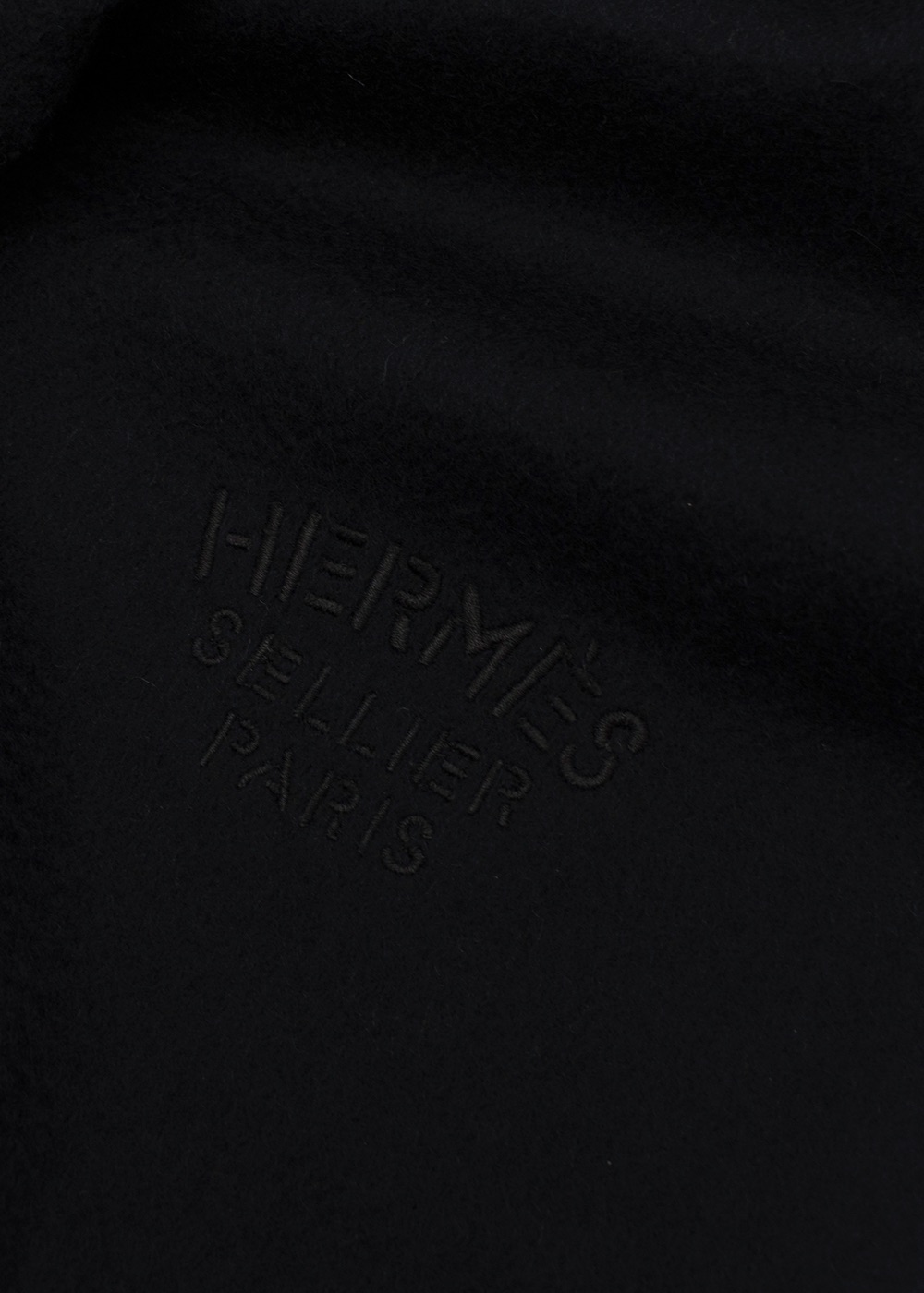 Preowned Hermes Black Cashmere Tassel Scarf