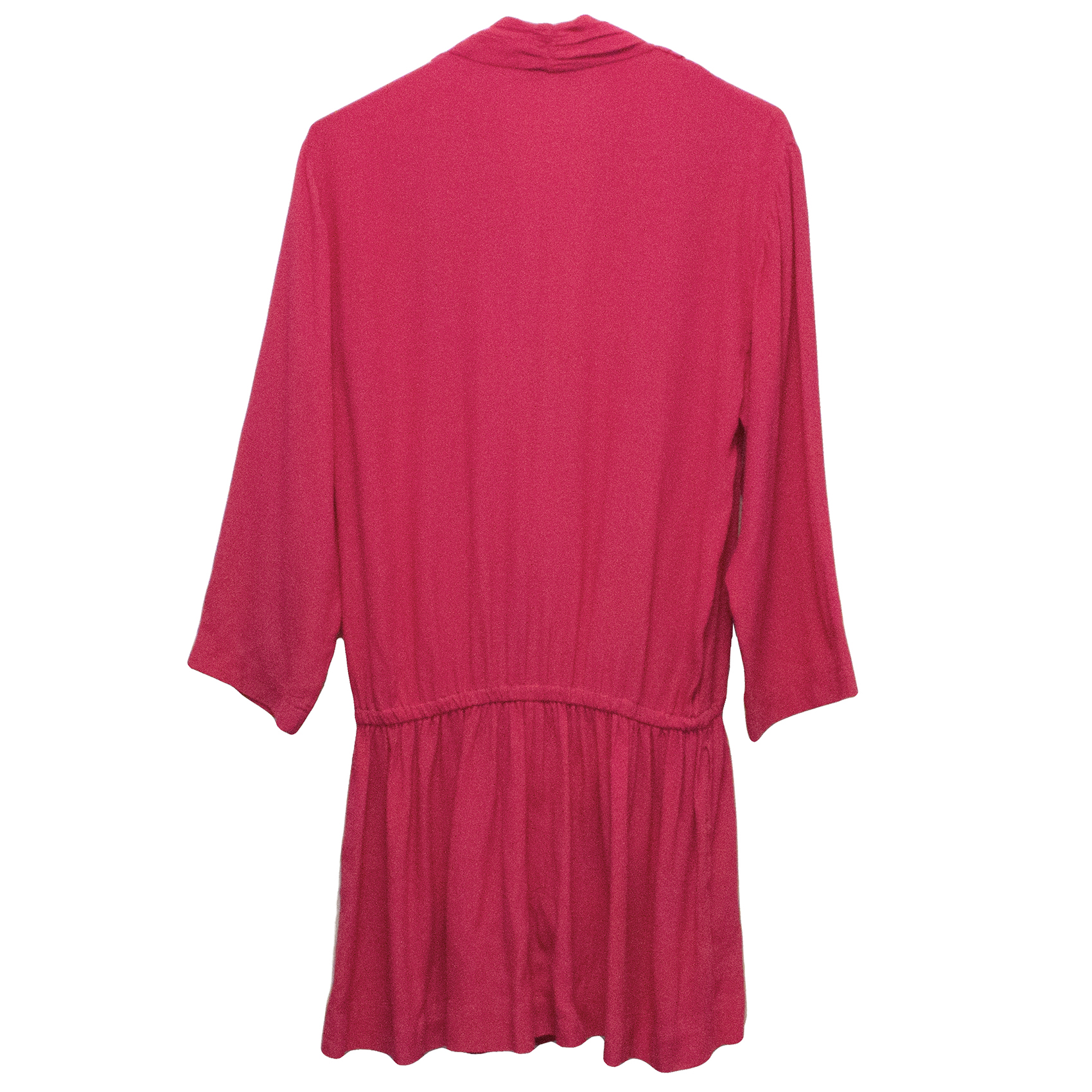 Preowned Iro Crossover Hot Pink Rayon Playsuit with Cropped Sleeves Size XXS