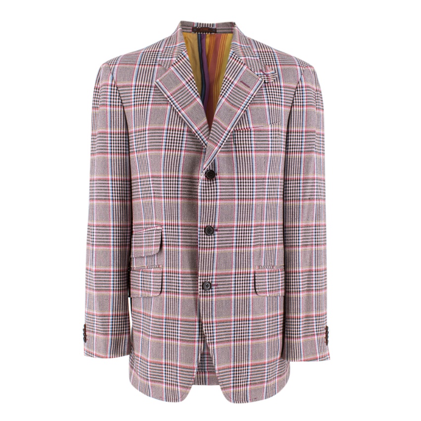 Etro Pink Checked Single Breasted Jacket Size L