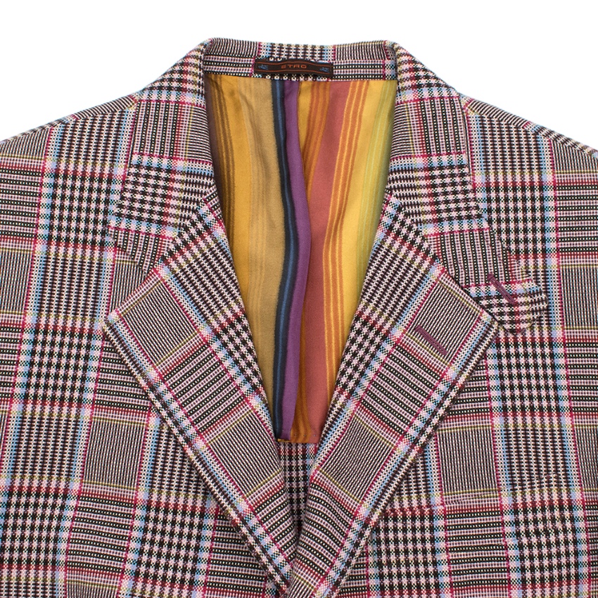 Etro Pink Checked Single Breasted Jacket Size L