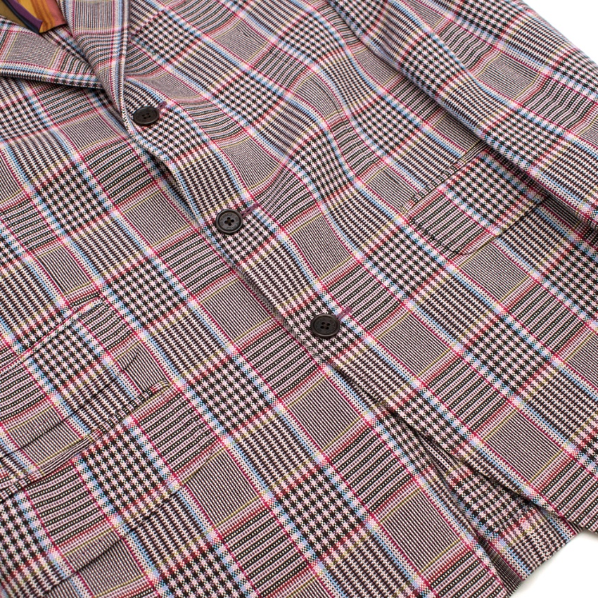 Etro Pink Checked Single Breasted Jacket Size L