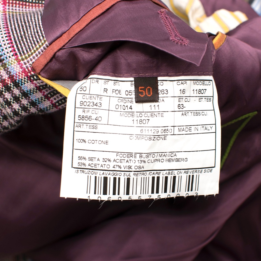 Etro Pink Checked Single Breasted Jacket Size L