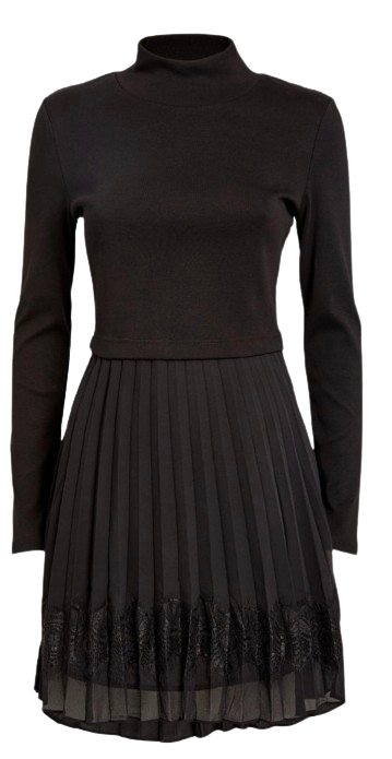 Claudie Pierlot Black Pleated Mini Dress Size S polyester