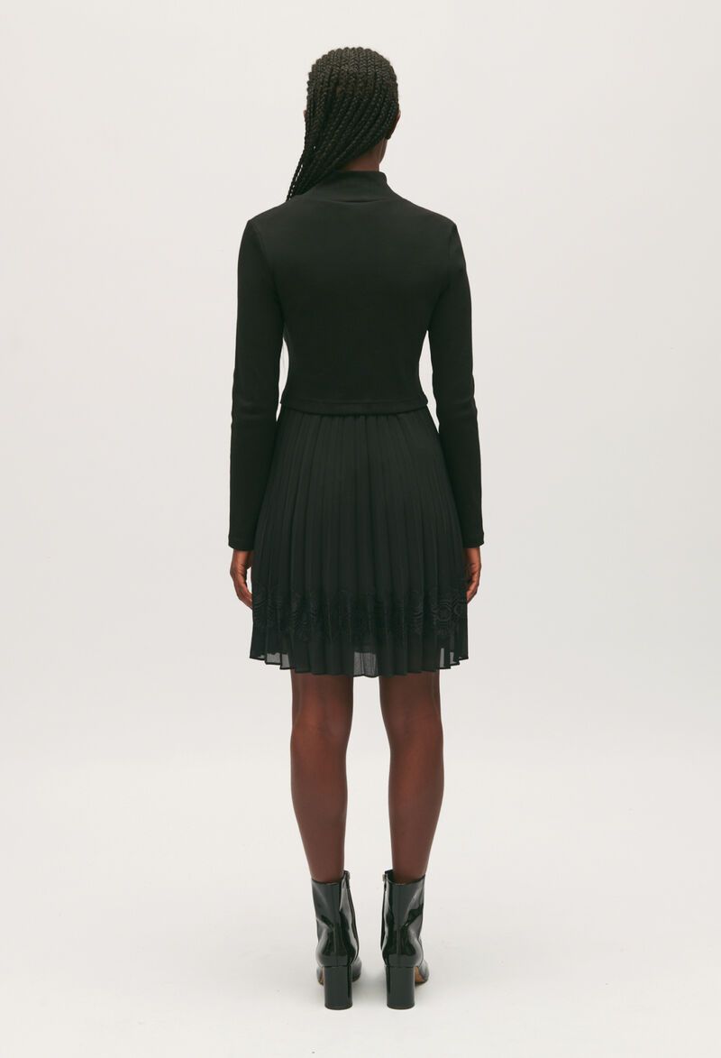 Claudie Pierlot Black Pleated Mini Dress Size S polyester