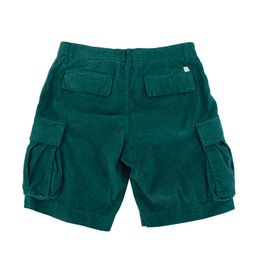 Men's Preowned MAN 1924 Emerald Green Cotton Corduroy Cargo Shorts Size 30