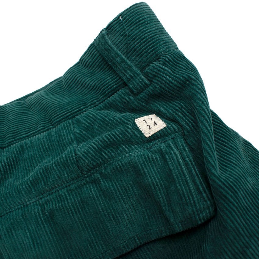 Men's Preowned MAN 1924 Emerald Green Cotton Corduroy Cargo Shorts Size 30