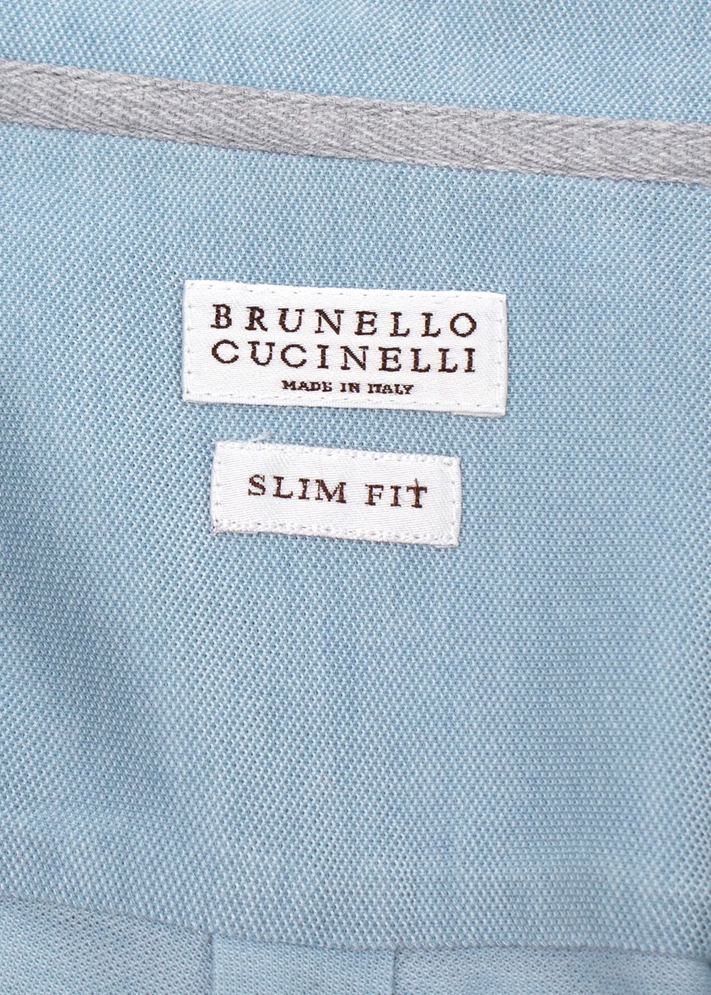 Men's Brunello Cucinelli Powder Blue Slim Fit Jersey Shirt Size XXL cotton