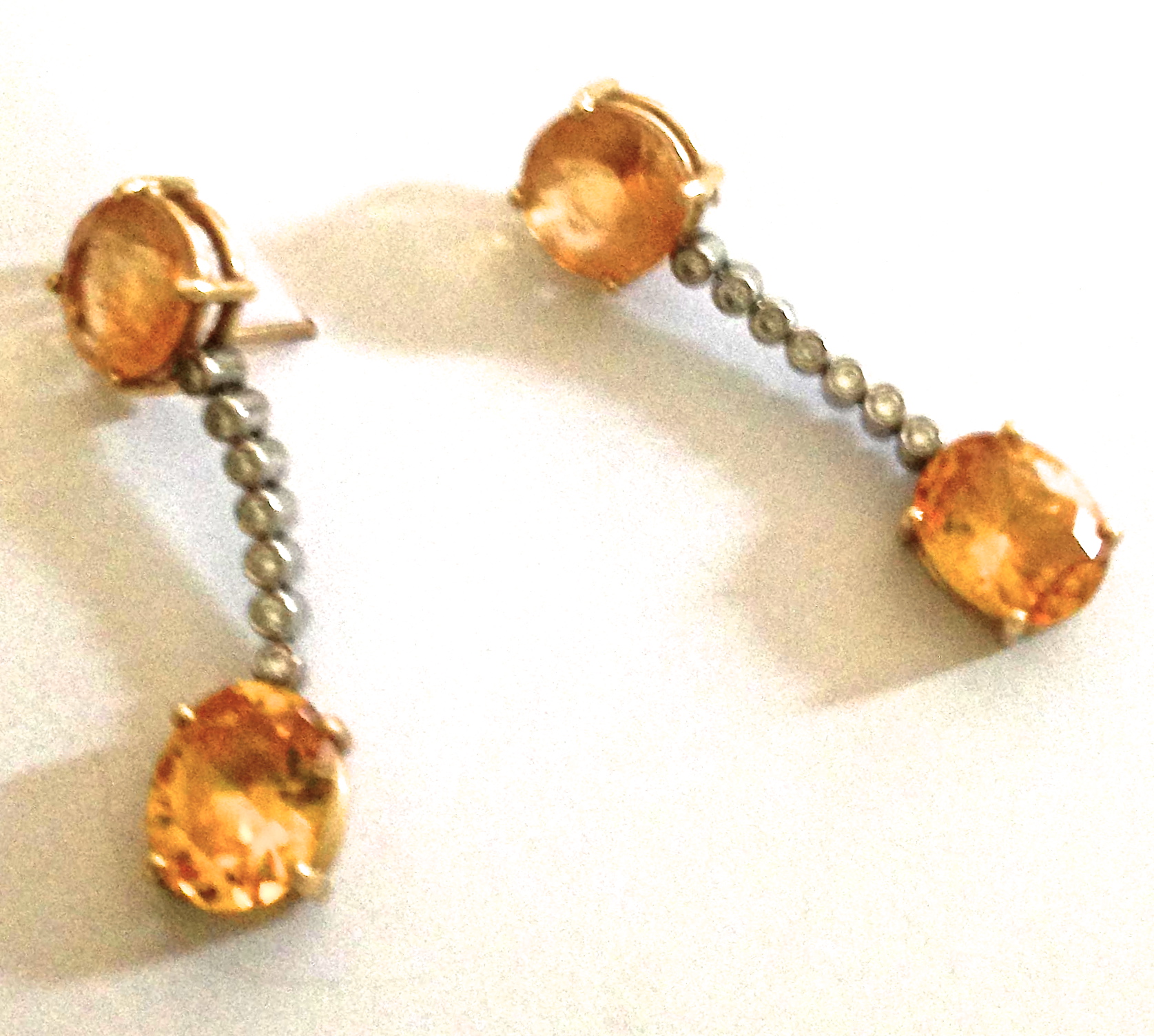 Preowned Ian Blower yellow topaz and diamond drop earrings Gold gold topaz/diamonds