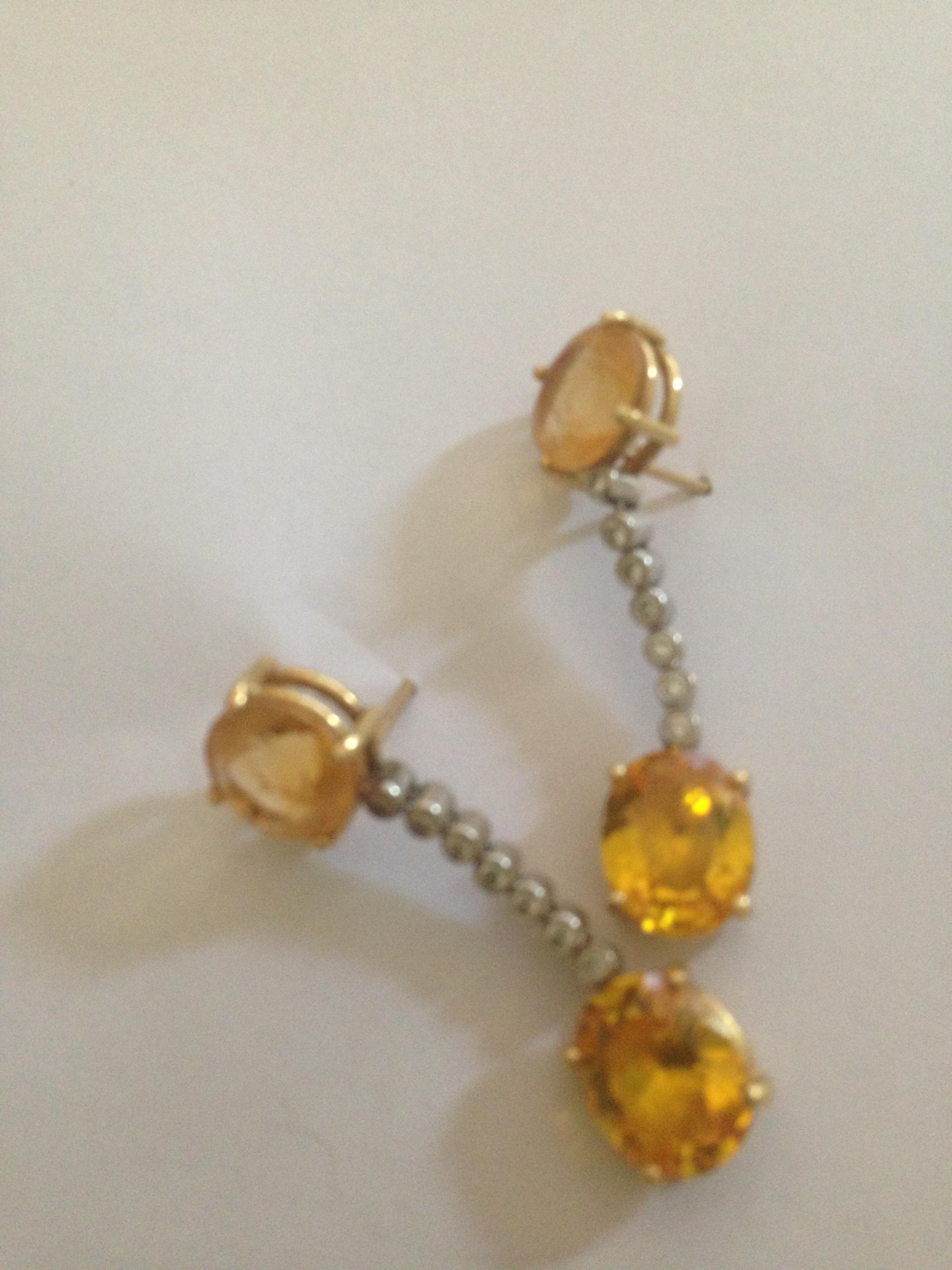 Preowned Ian Blower yellow topaz and diamond drop earrings Gold gold topaz/diamonds