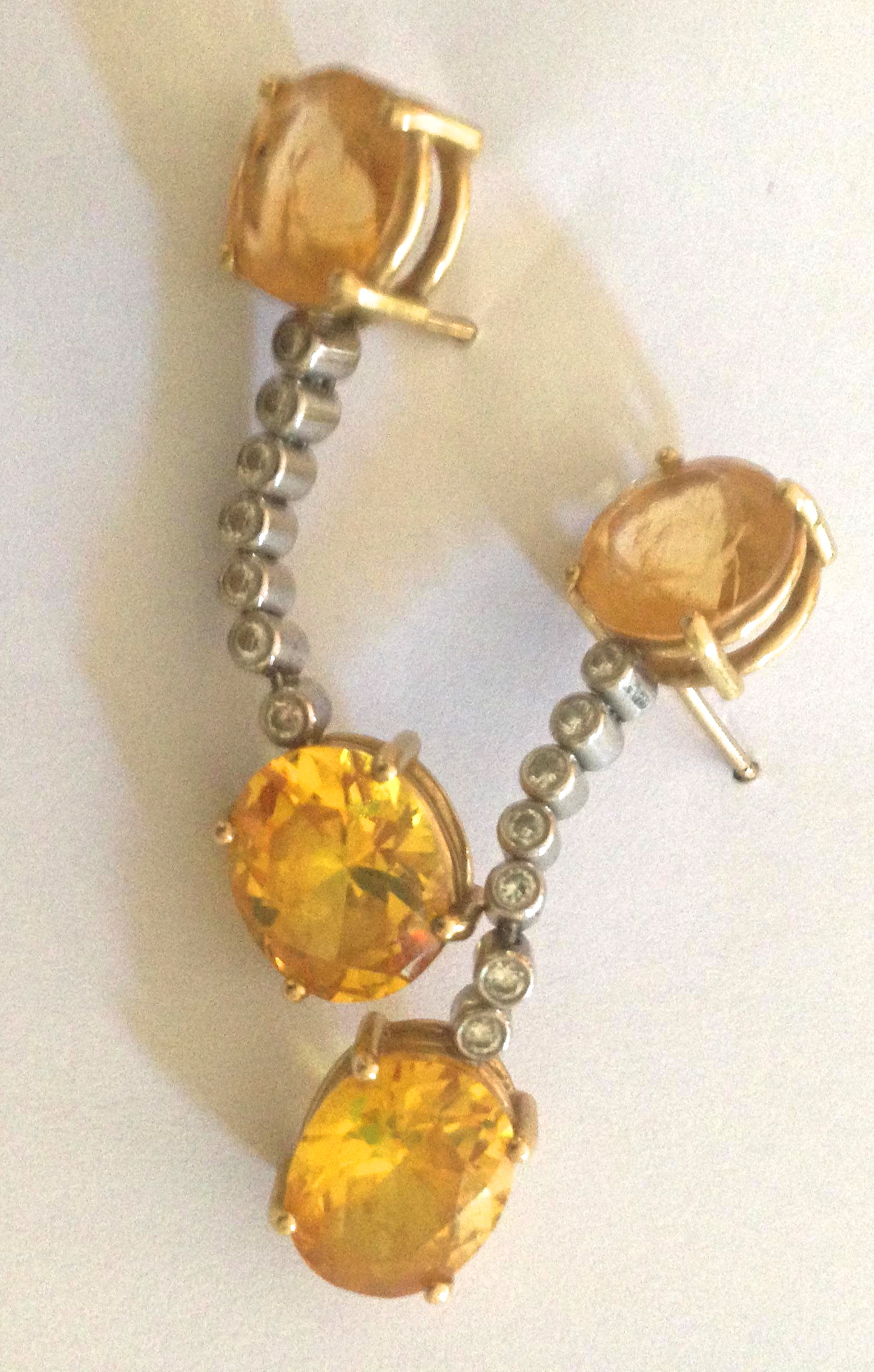 Preowned Ian Blower yellow topaz and diamond drop earrings Gold gold topaz/diamonds