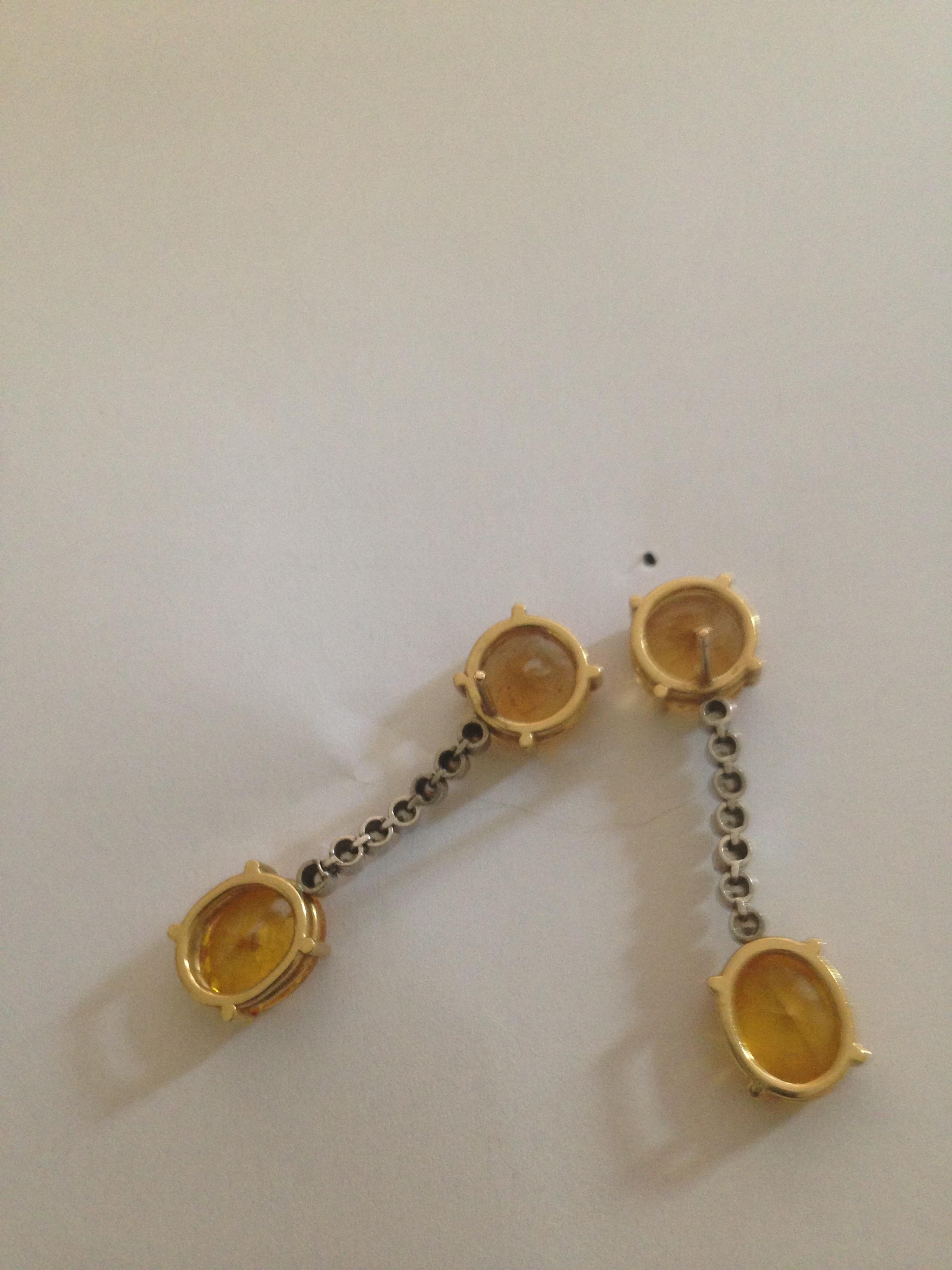 Preowned Ian Blower yellow topaz and diamond drop earrings Gold gold topaz/diamonds