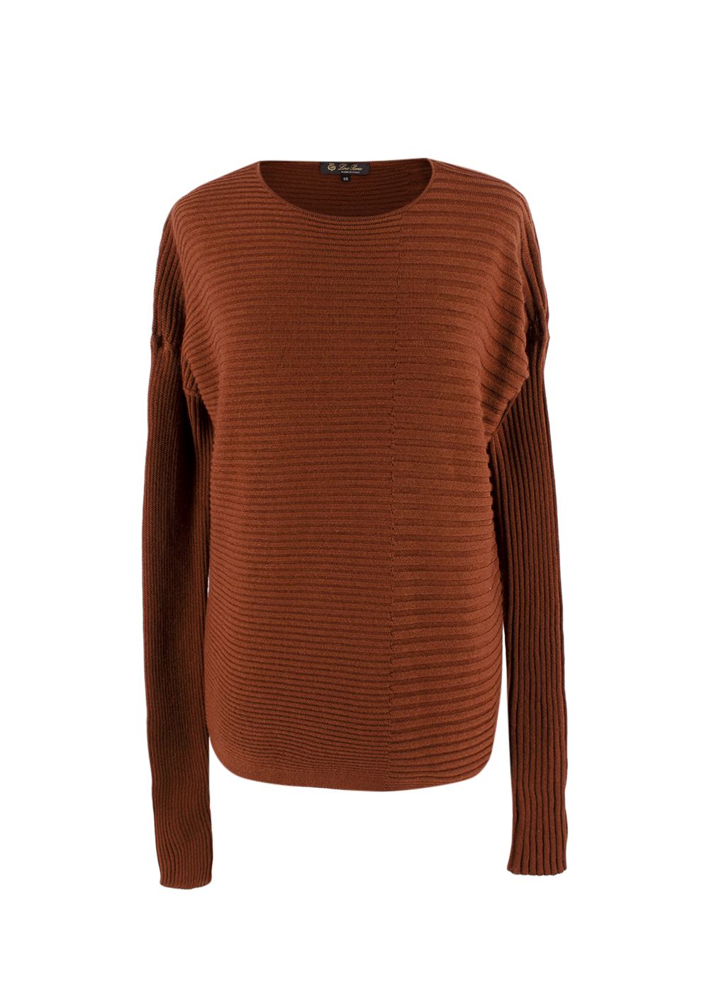 Loro Piana Burnt Orange Ribbed Cashmere Jumper Size L