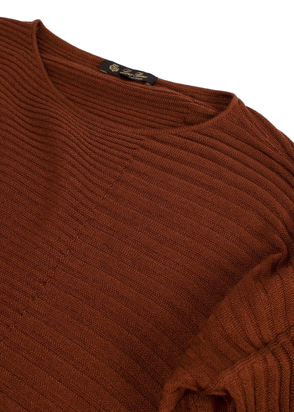 Loro Piana Burnt Orange Ribbed Cashmere Jumper Size L