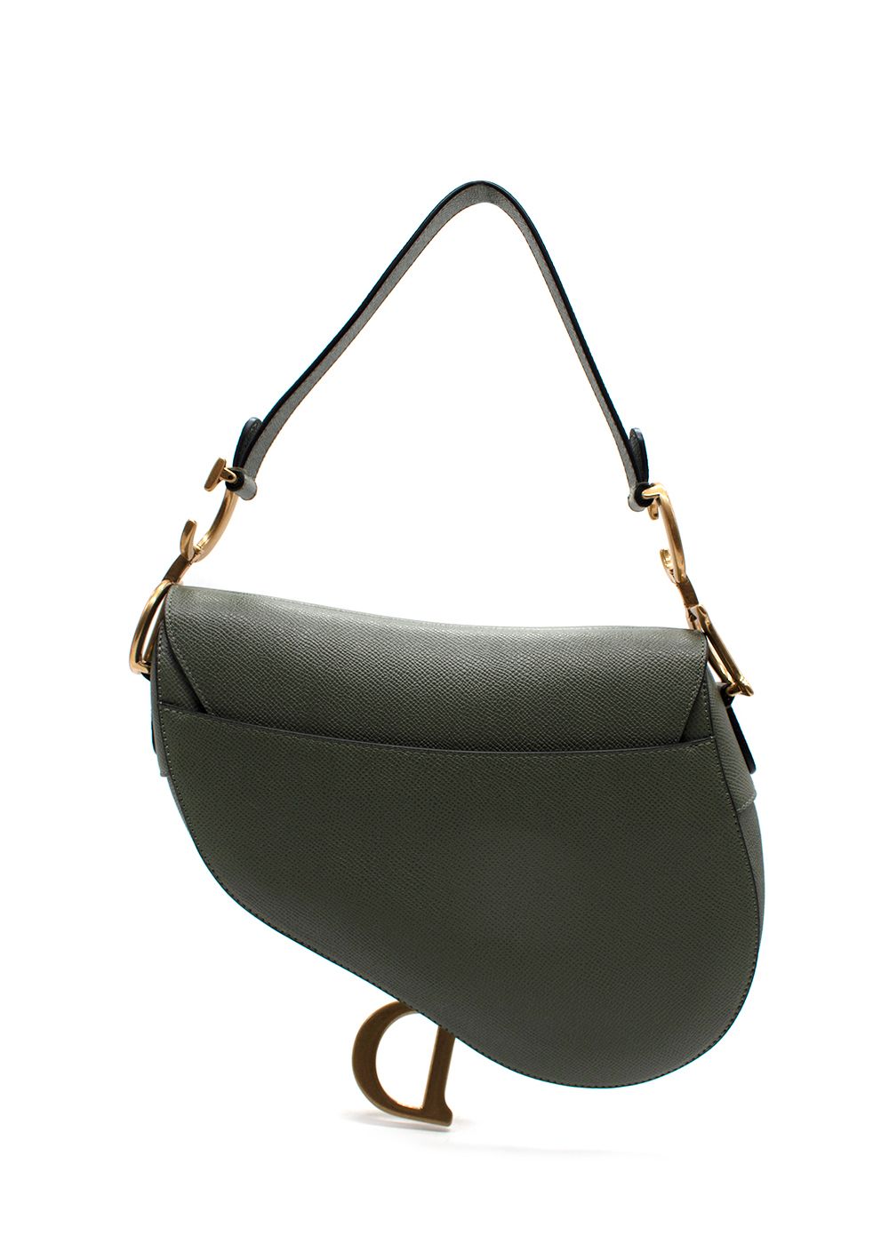 Dior Cedar Green Large Grained Saddle Bag grained calfskin leather