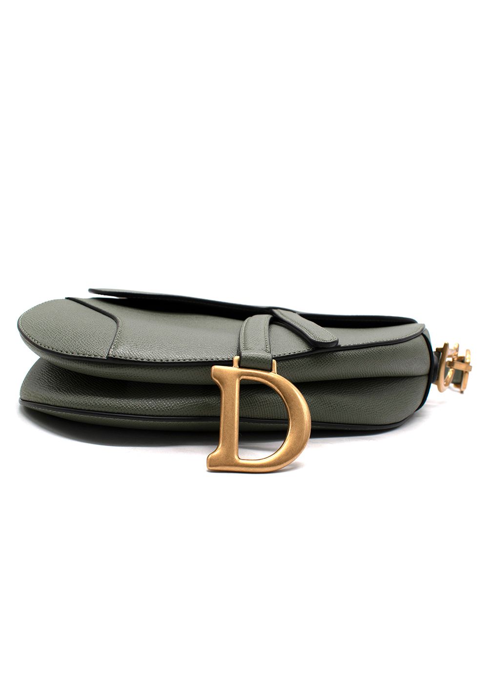 Dior Cedar Green Large Grained Saddle Bag grained calfskin leather