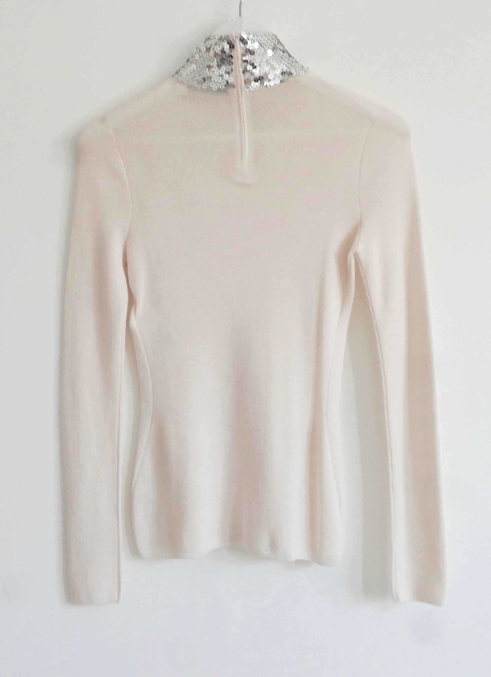 Dior Sequin Embellished Fine Wool  Silk Jumper Size M Cream wool/silk