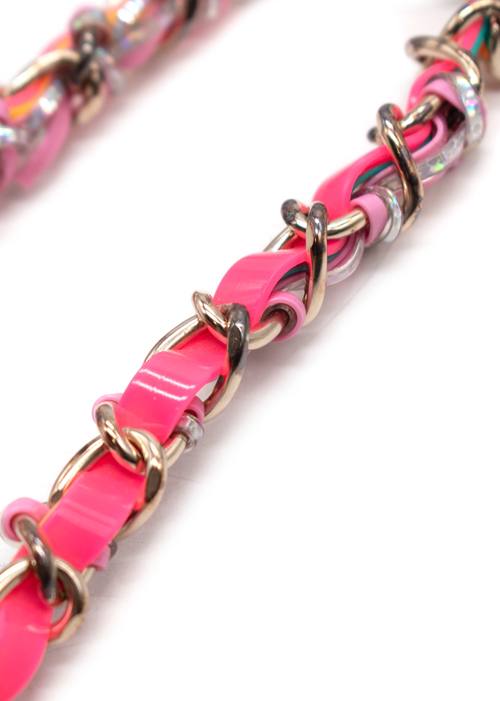 Preowned Chanel Multi-Coloured Embellished Gold Charm Chain Choker Necklace Pink metal