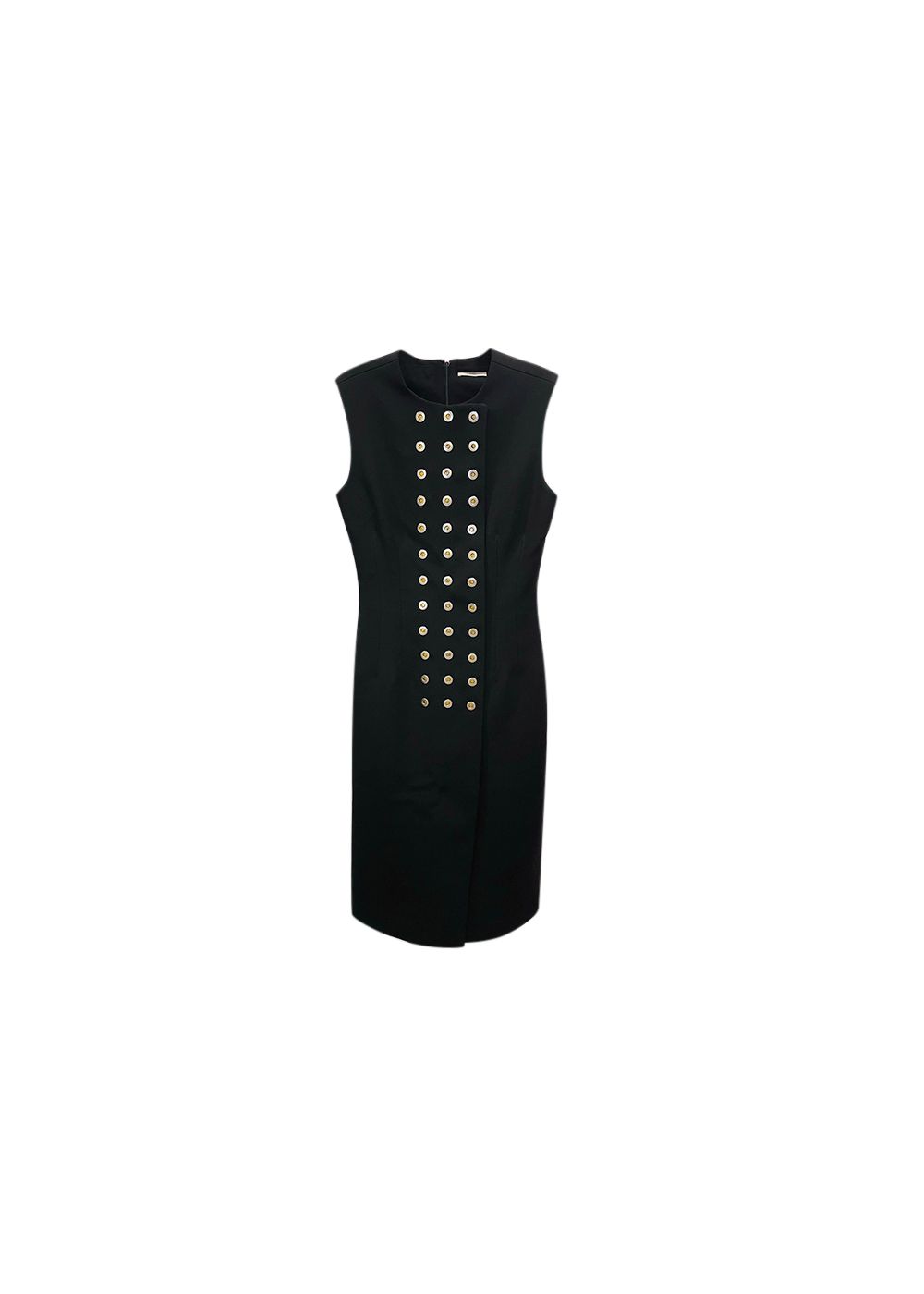 Preowned Balenciaga black crepe rivet embellished dress Size 38 rayon