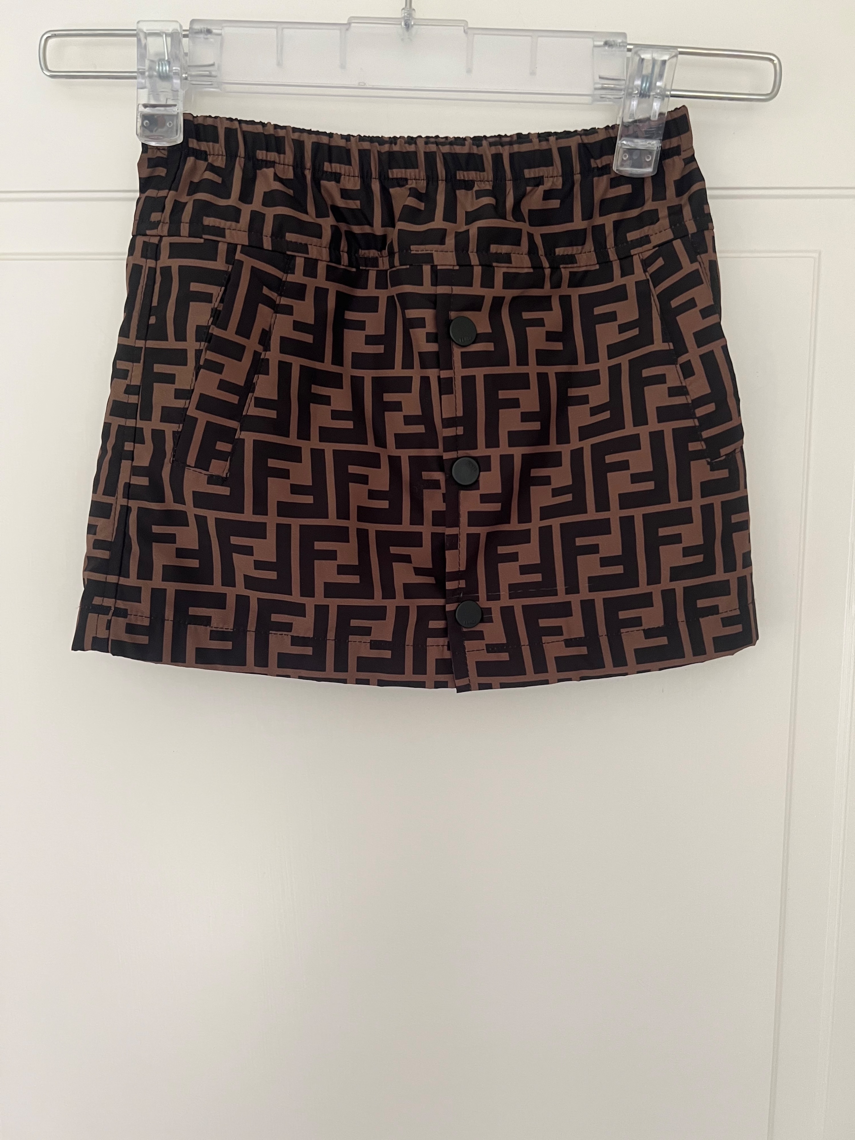 Boys Preowned Fendi Kids 4Y FF motif skirt Size 5 Years Brown polyester