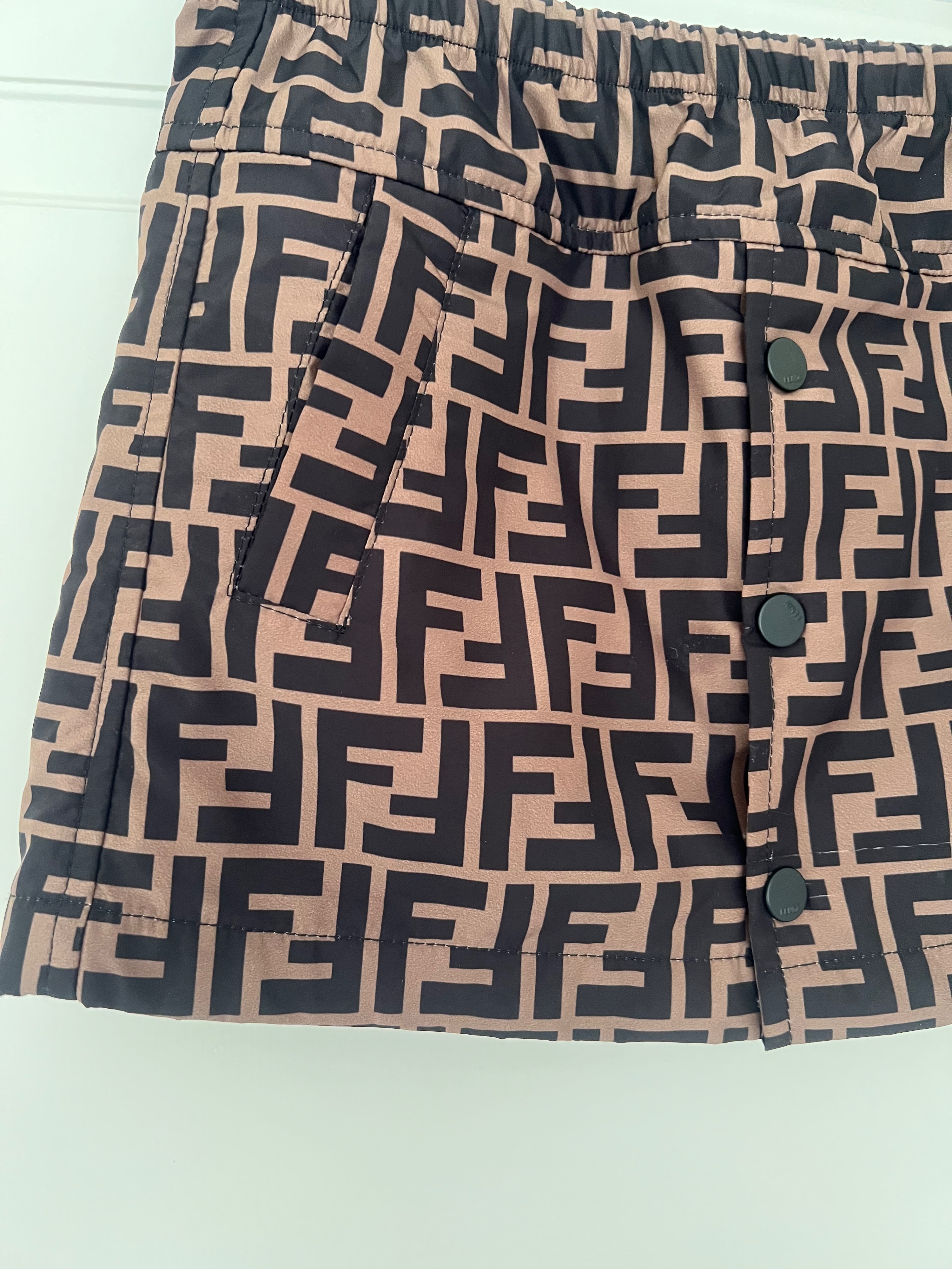 Boys Preowned Fendi Kids 4Y FF motif skirt Size 5 Years Brown polyester