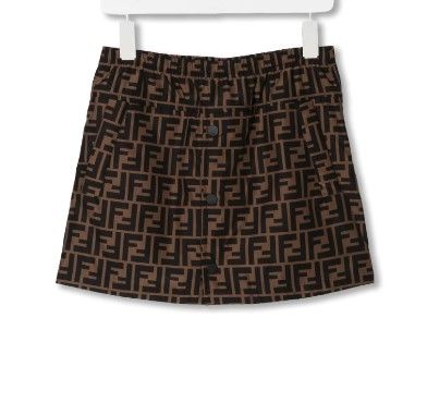 Boys Preowned Fendi Kids 4Y FF motif skirt Size 5 Years Brown polyester