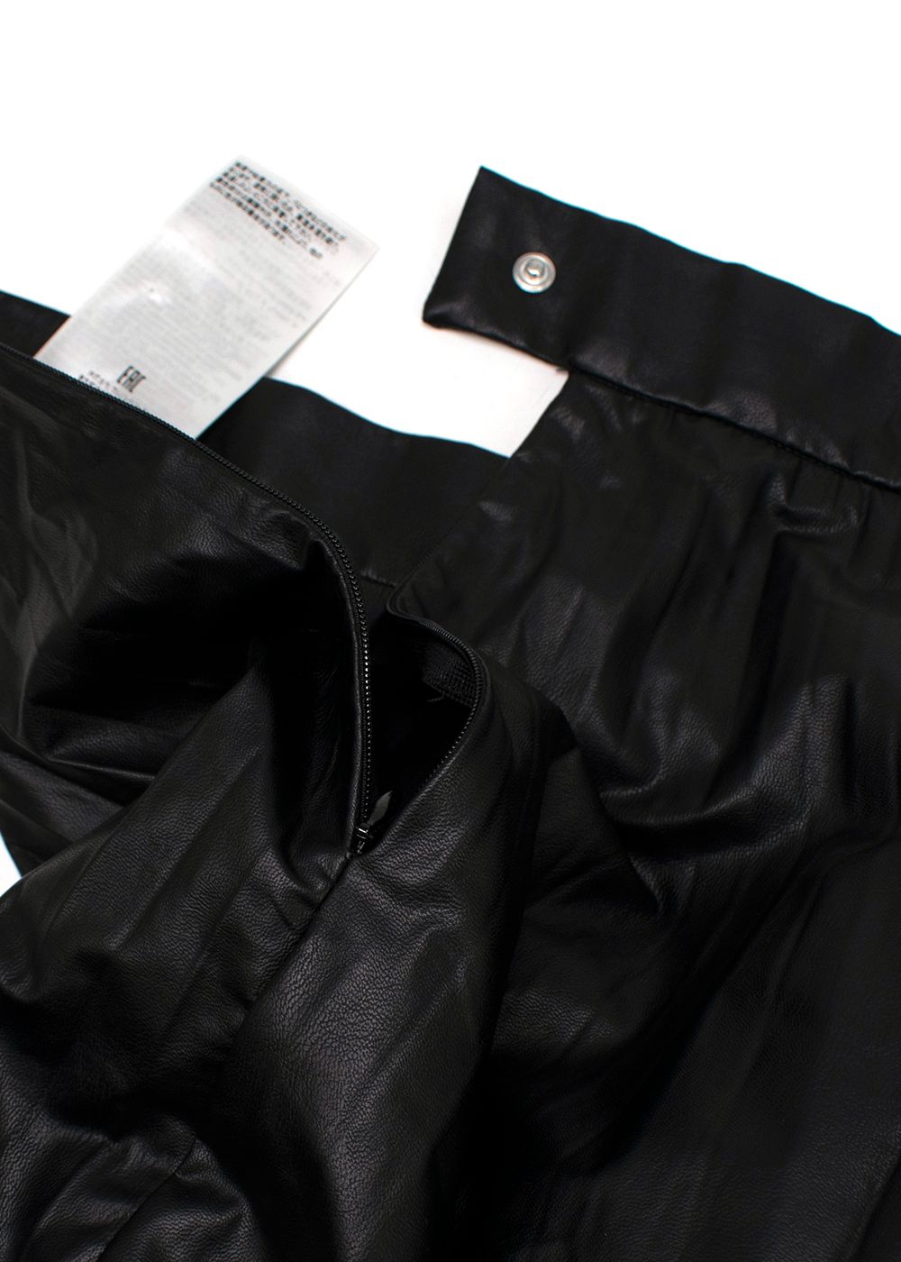 MM6 Maison Martin Margiela Black Faux Leather Pleated Midi Skirt Size L viscose