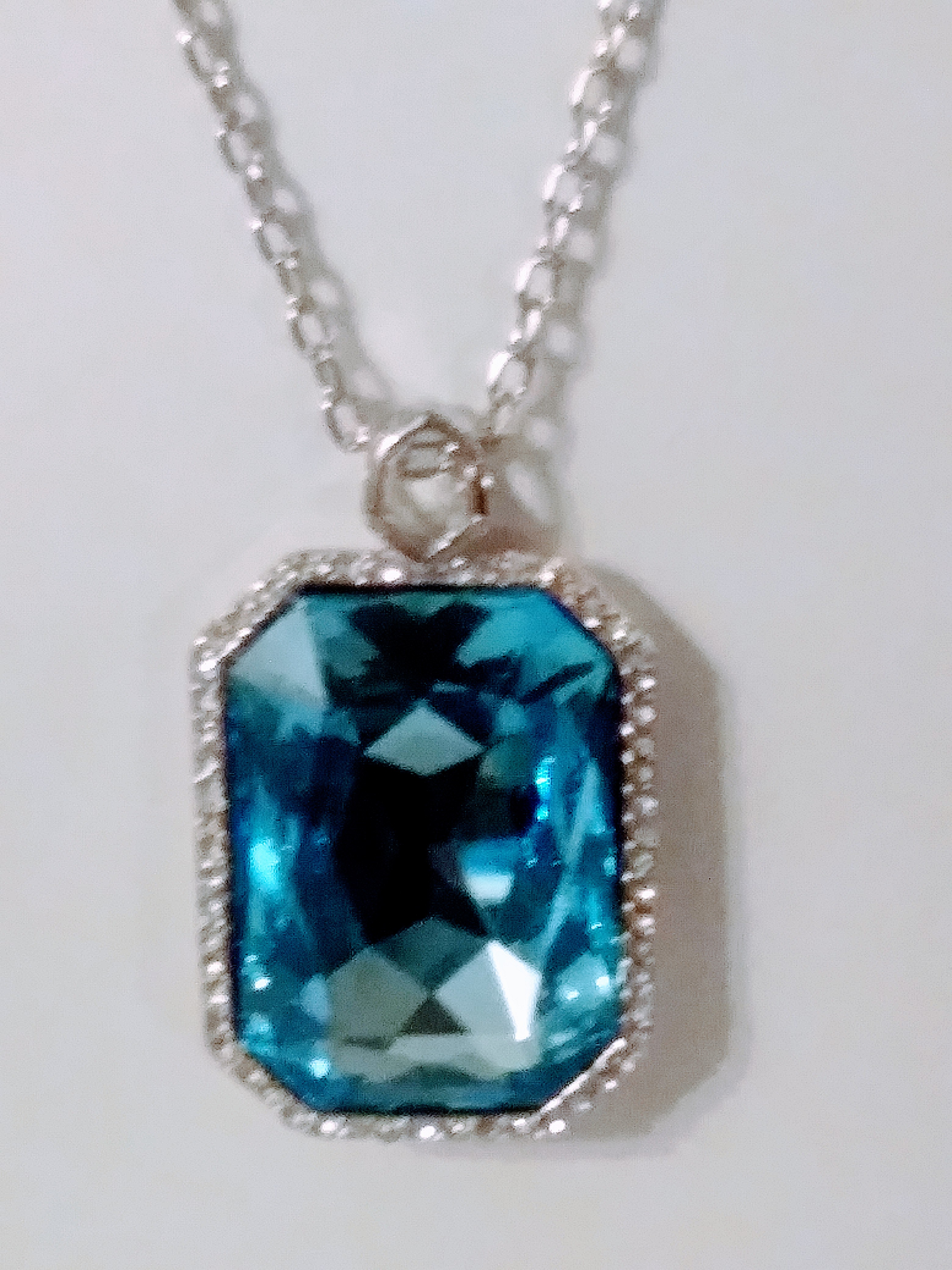 Bespoke Blue Crystal Pendant Necklace