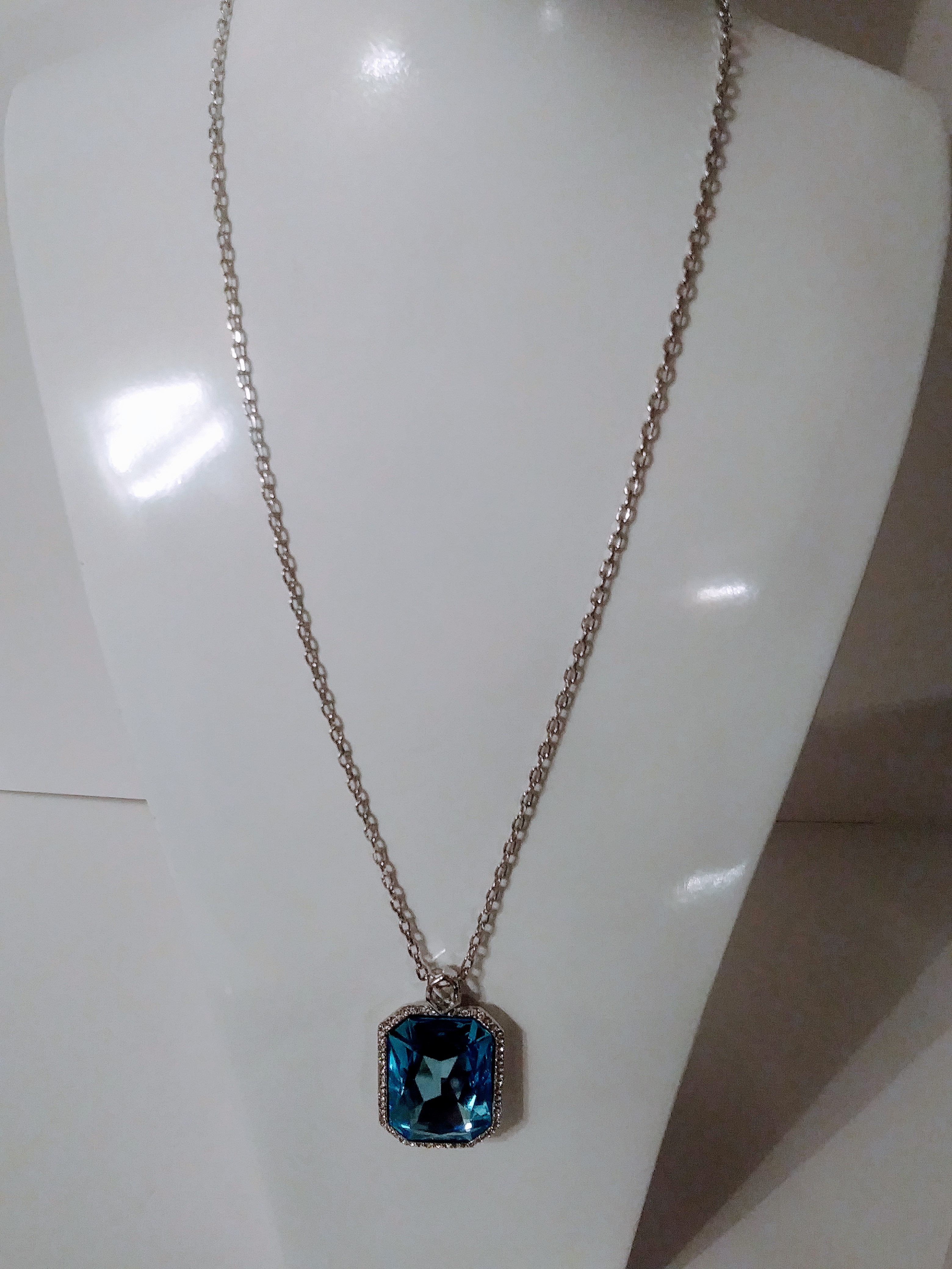 Bespoke Blue Crystal Pendant Necklace