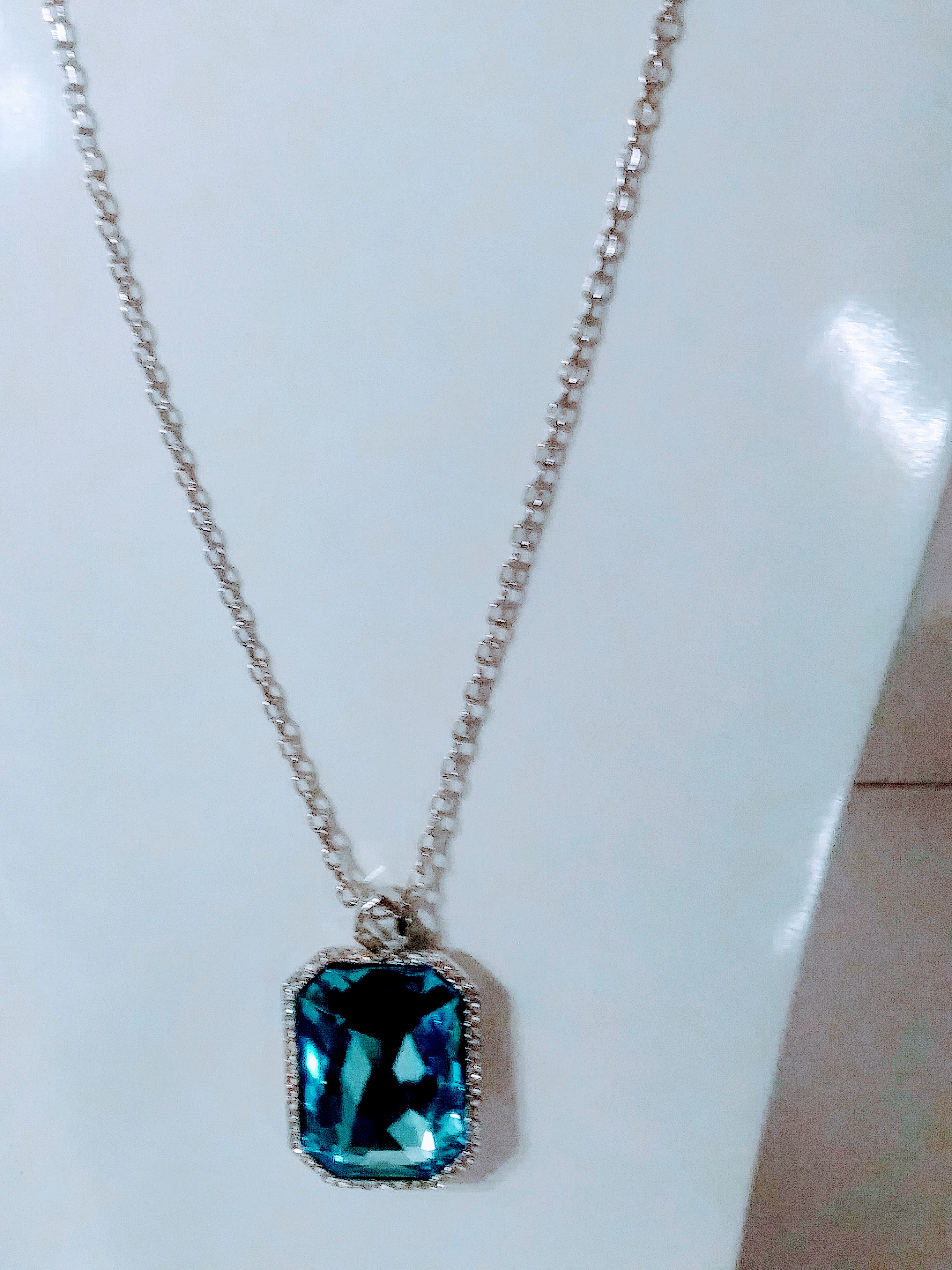 Bespoke Blue Crystal Pendant Necklace