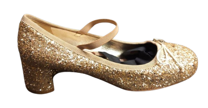 Miu Miu Gold Glitter Heeled Ballet Pumps Size 405