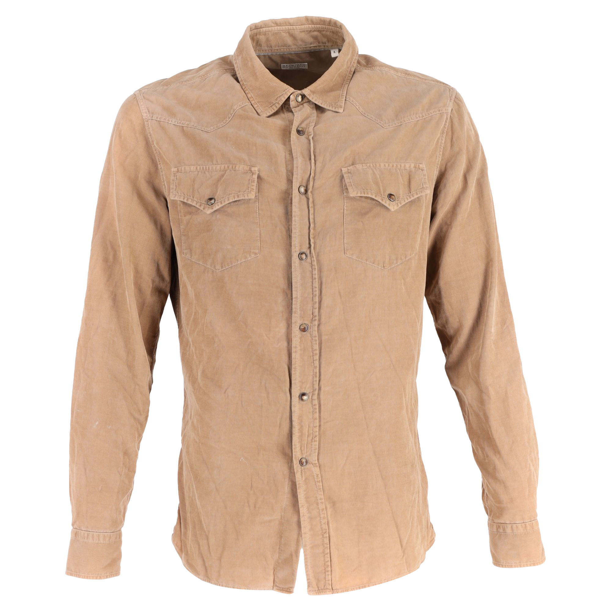 Men's Preowned Brunello Cucinelli Brown Cord Western Shirt Size L brown | ochre corduroy