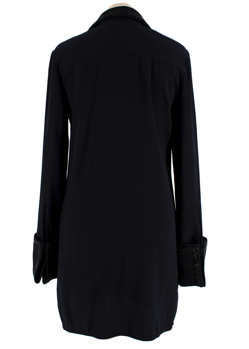 Victoria Victoria Beckham Black Shirt Dress with Sequin Collar Size XXS polyester