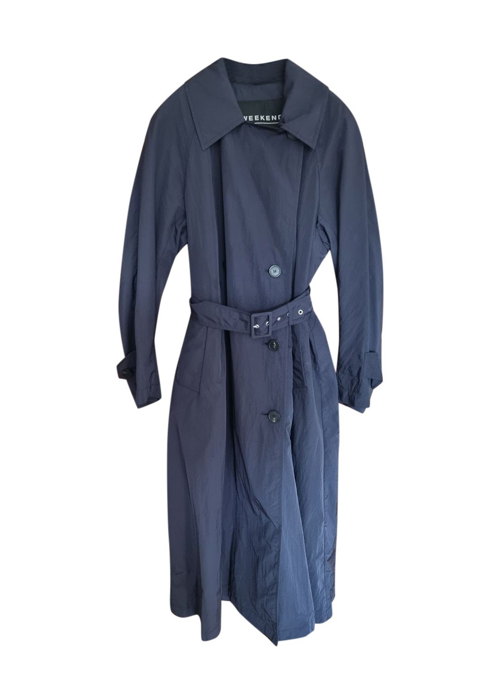 Weekend Max Mara Blue  Double Breasted Trench Coat Size XS navy polyester