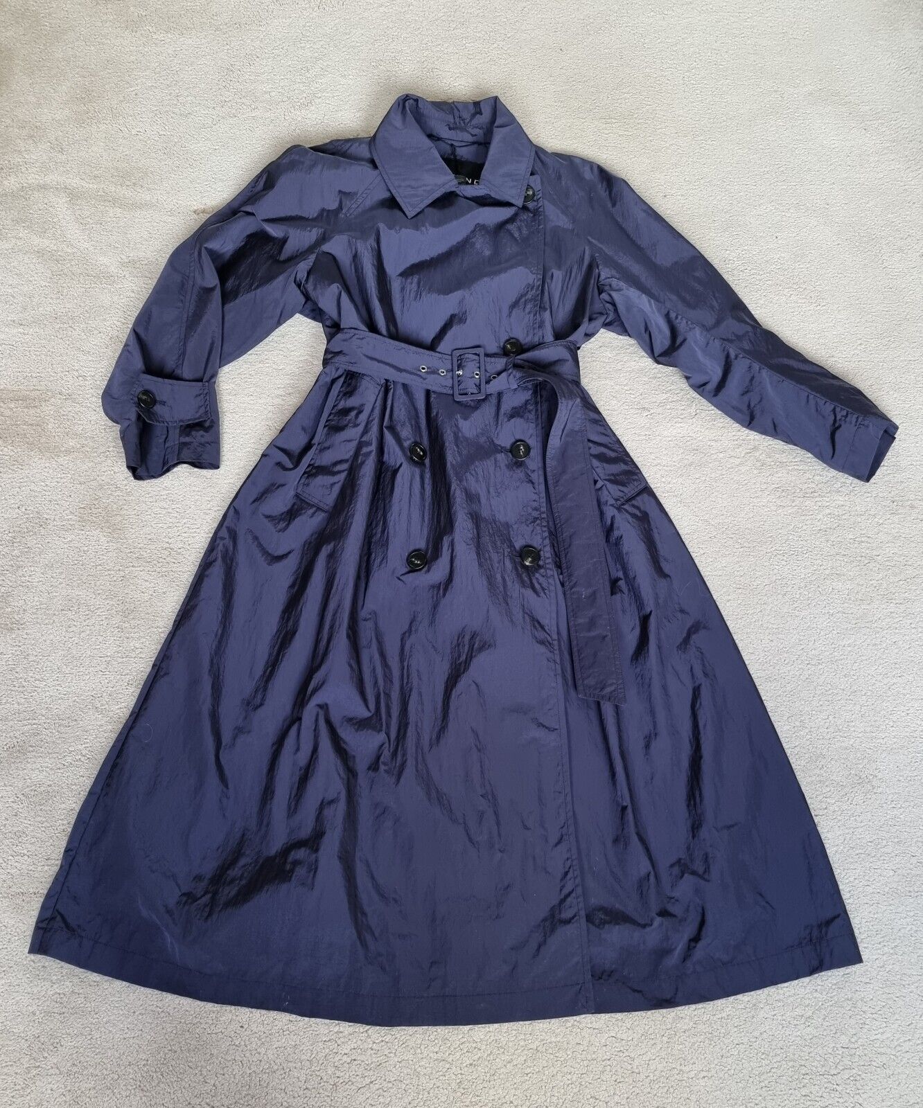 Weekend Max Mara Blue  Double Breasted Trench Coat Size XS navy polyester