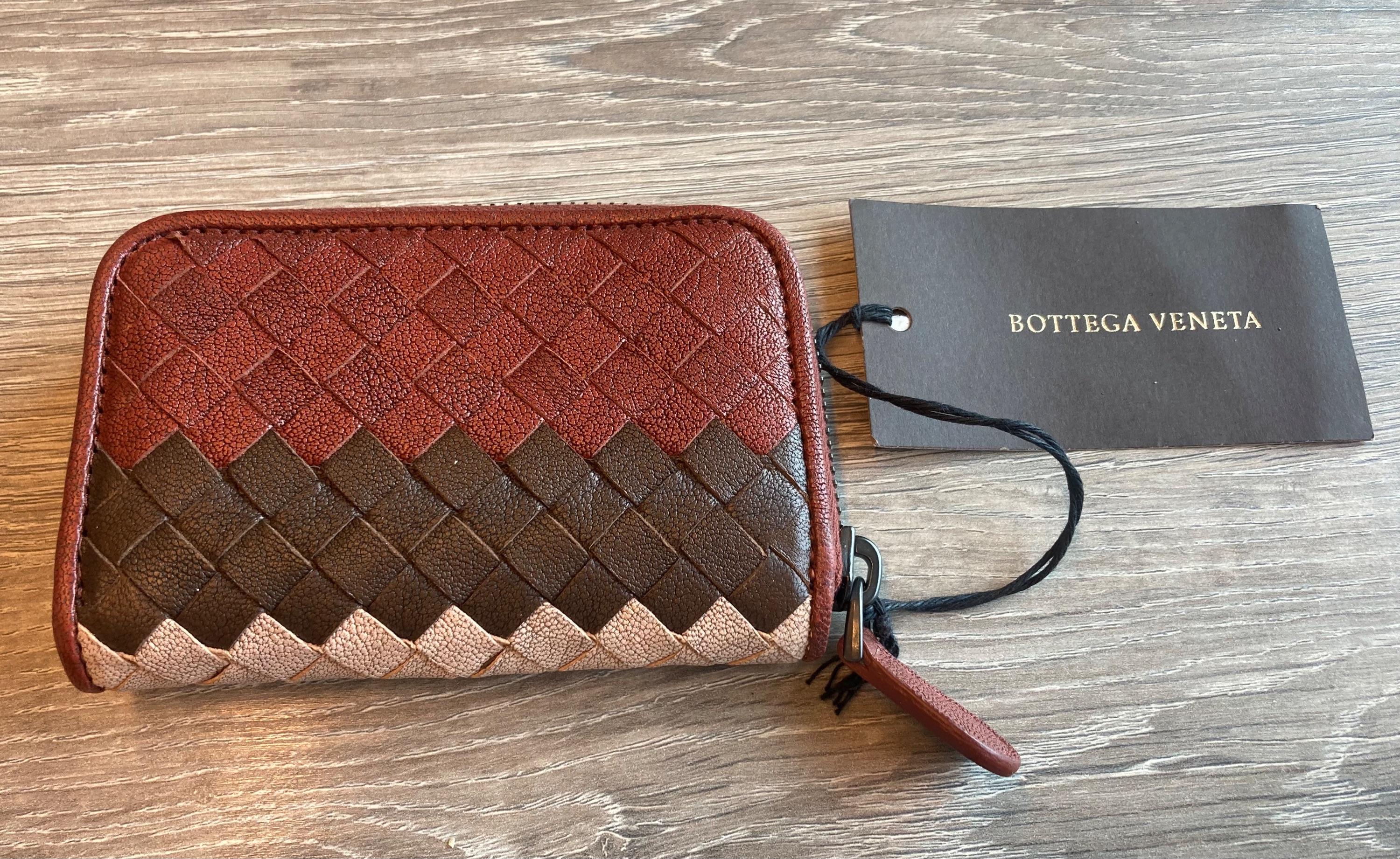 Bottega Veneta Tricolour Intrecciato Leather Compact Wallet Multicolour