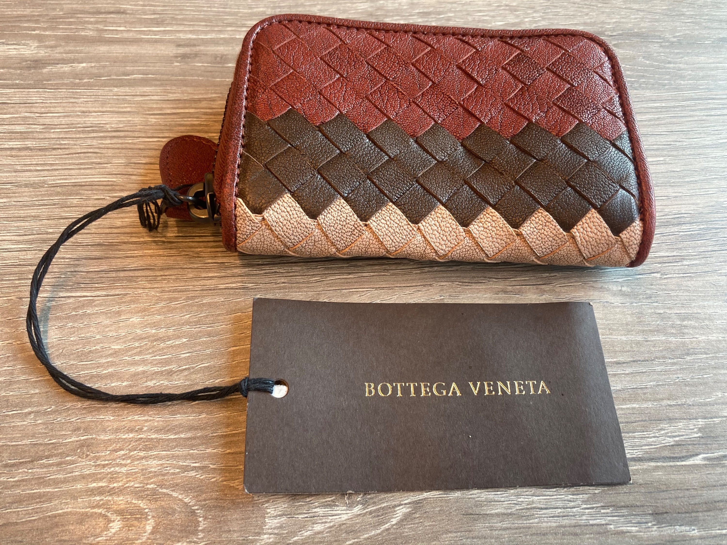 Bottega Veneta Tricolour Intrecciato Leather Compact Wallet Multicolour