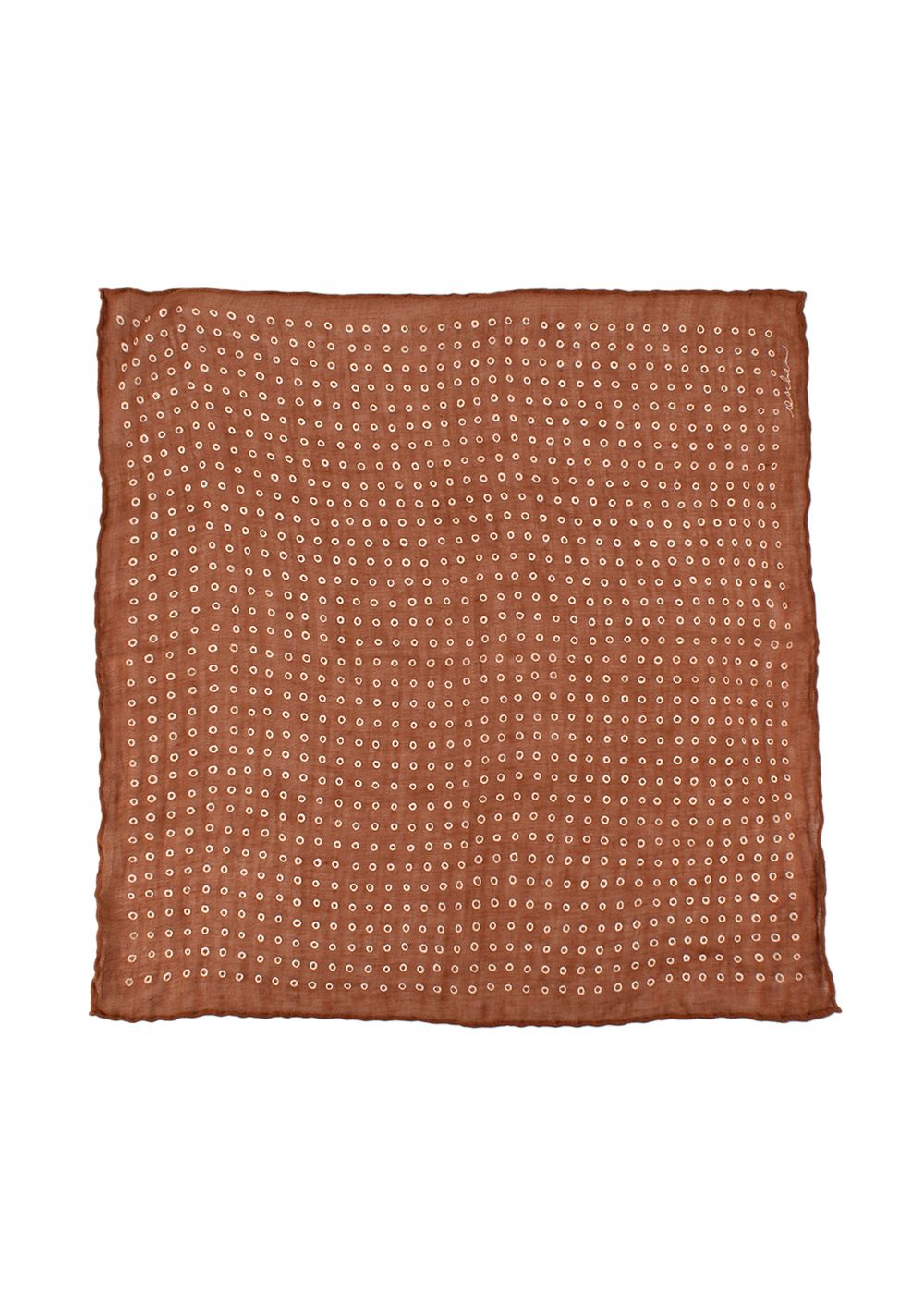 Men's Bespoke Brown Cotton Dotted Pocket Square